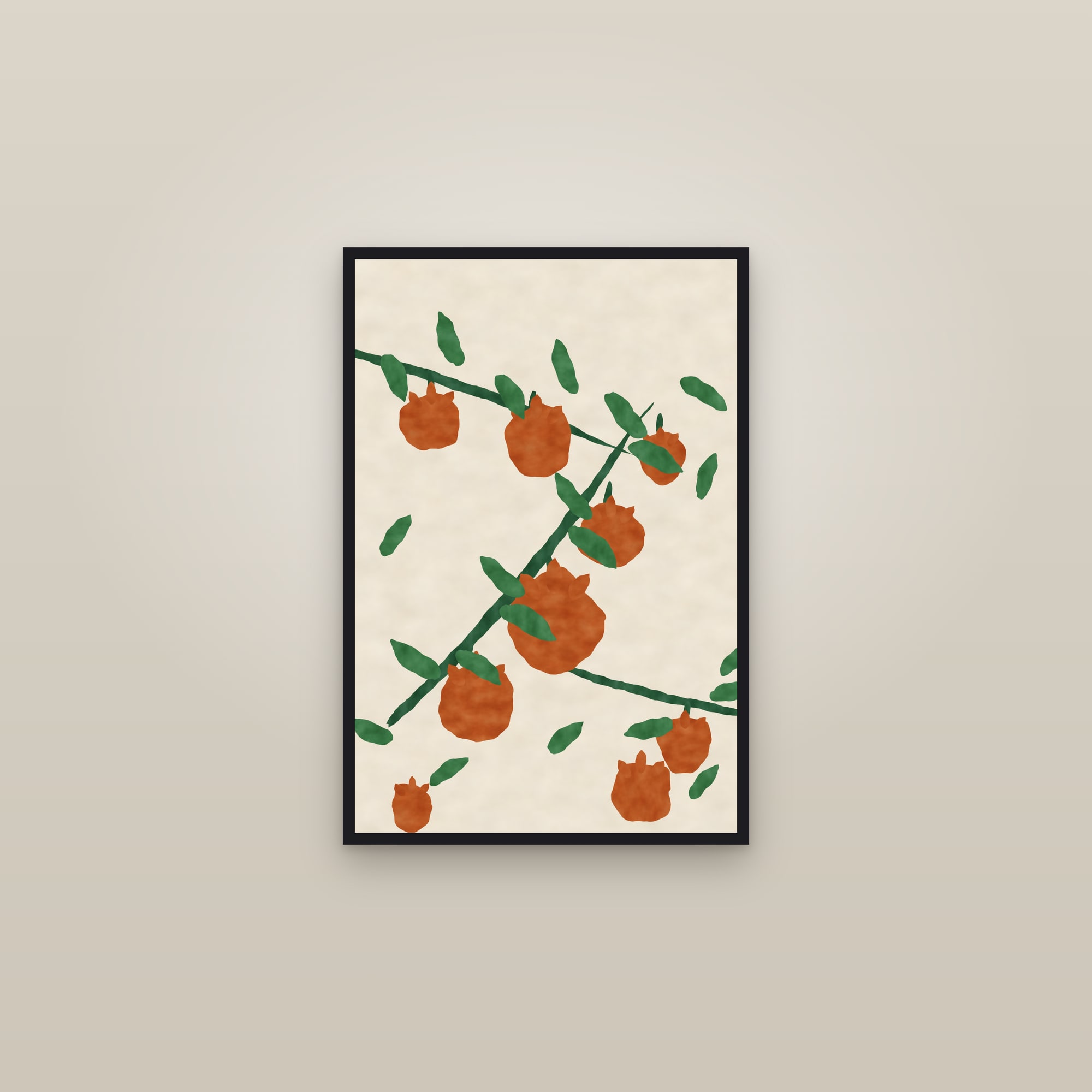 Pomegranate Print — The Pomegranate Orchard — framed in a gallery setting
