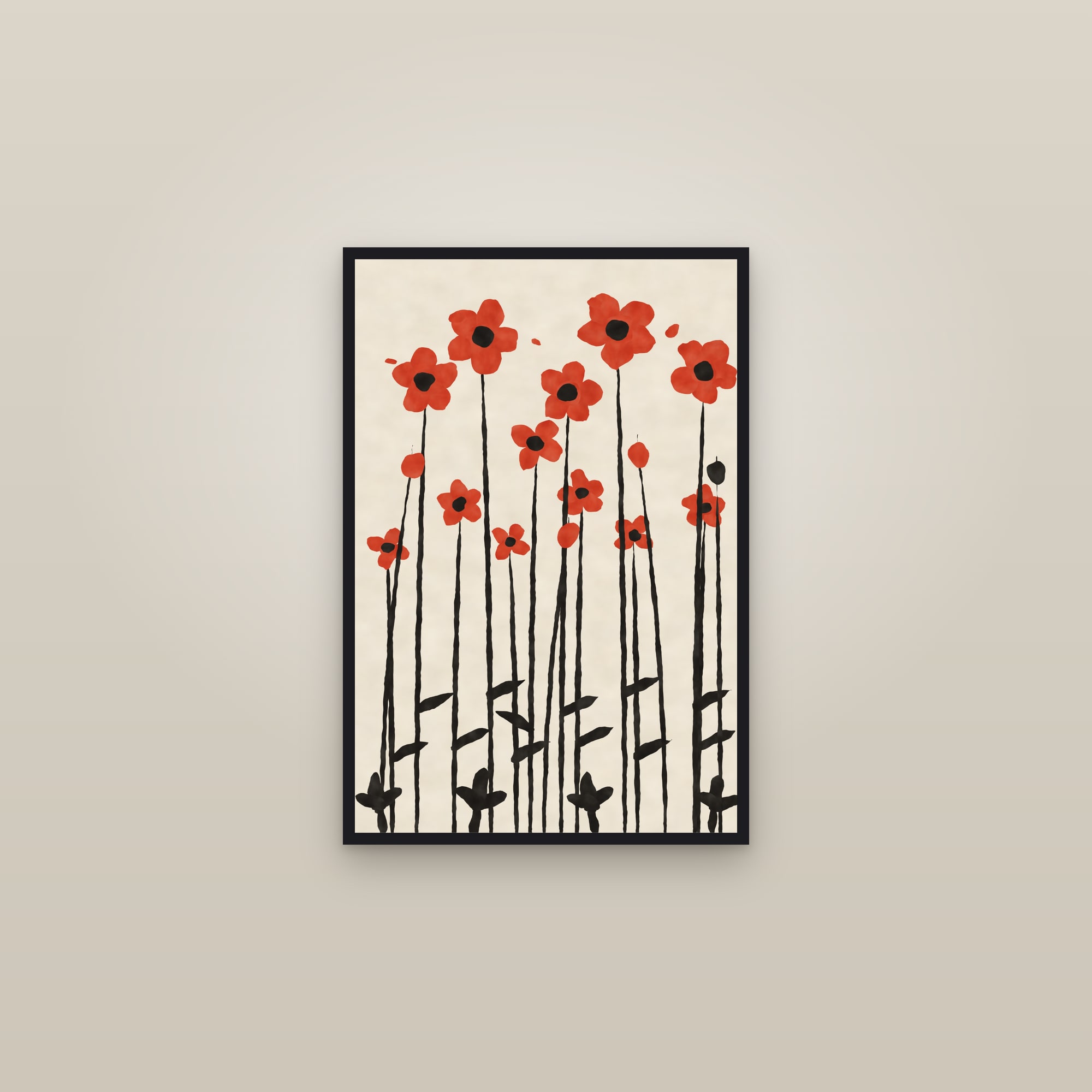 Poppy Field Print — The Poppy Field — framed in a gallery setting
