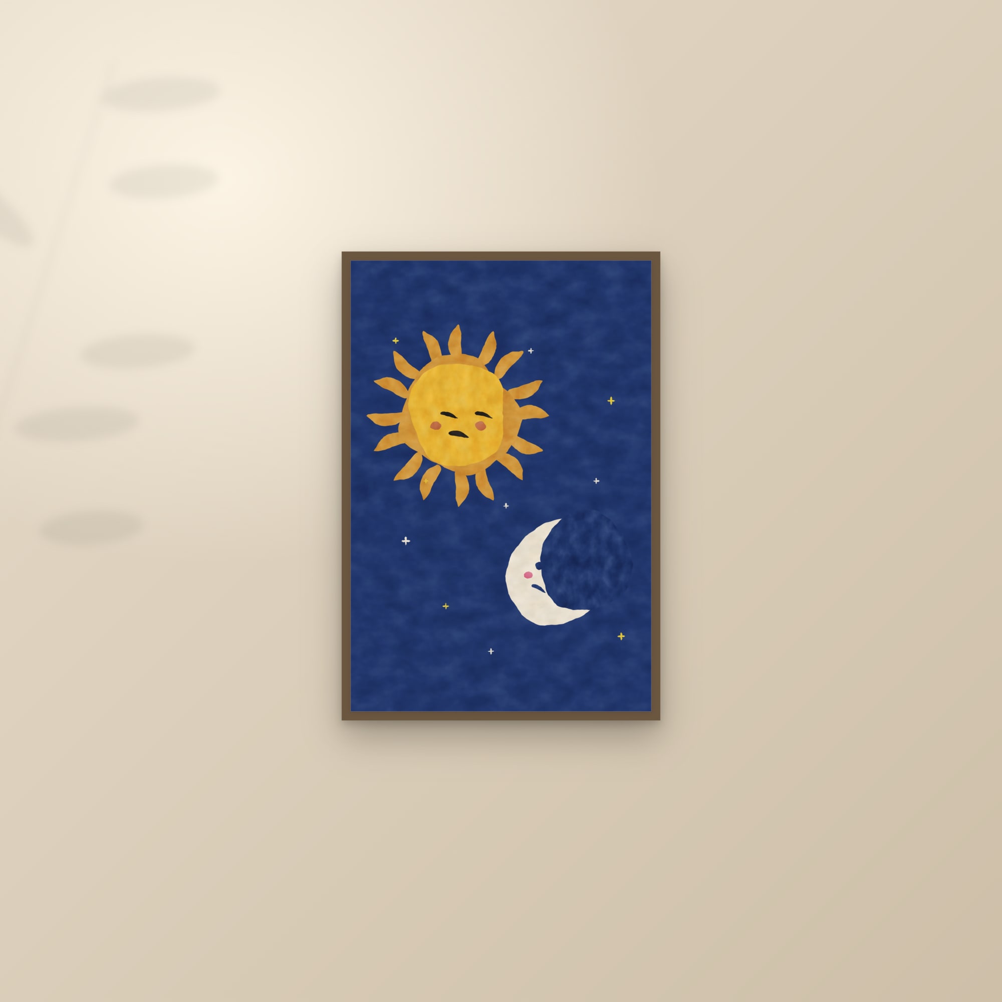 Sun and Moon Print — The Sun & Moon — framed and styled on a sunlit wall