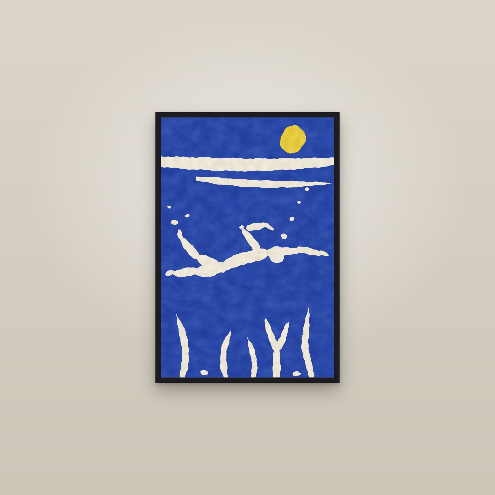 Swimmer Print — The Swimmer — framed in a gallery setting