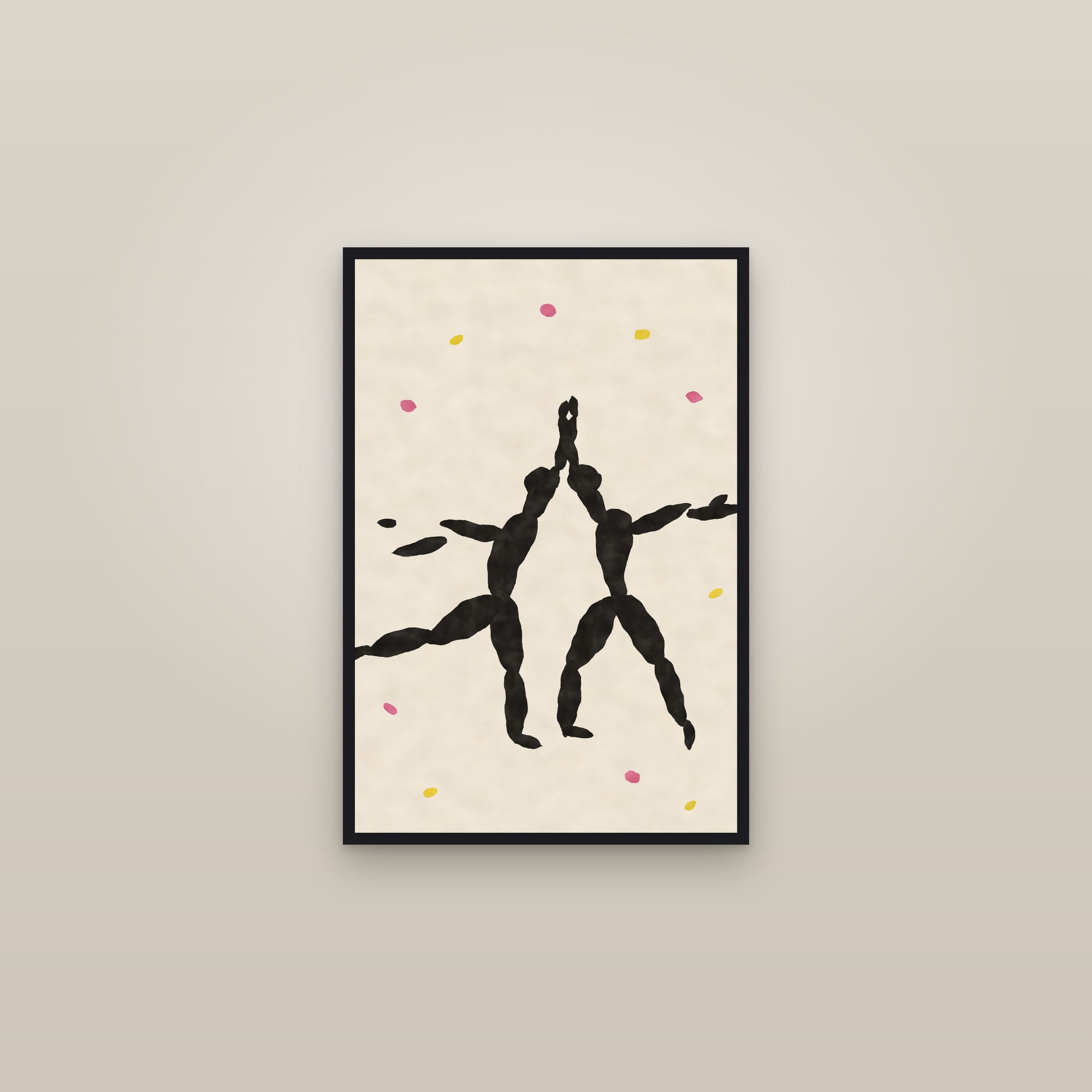 Dancer Print — The Duet — framed in a gallery setting