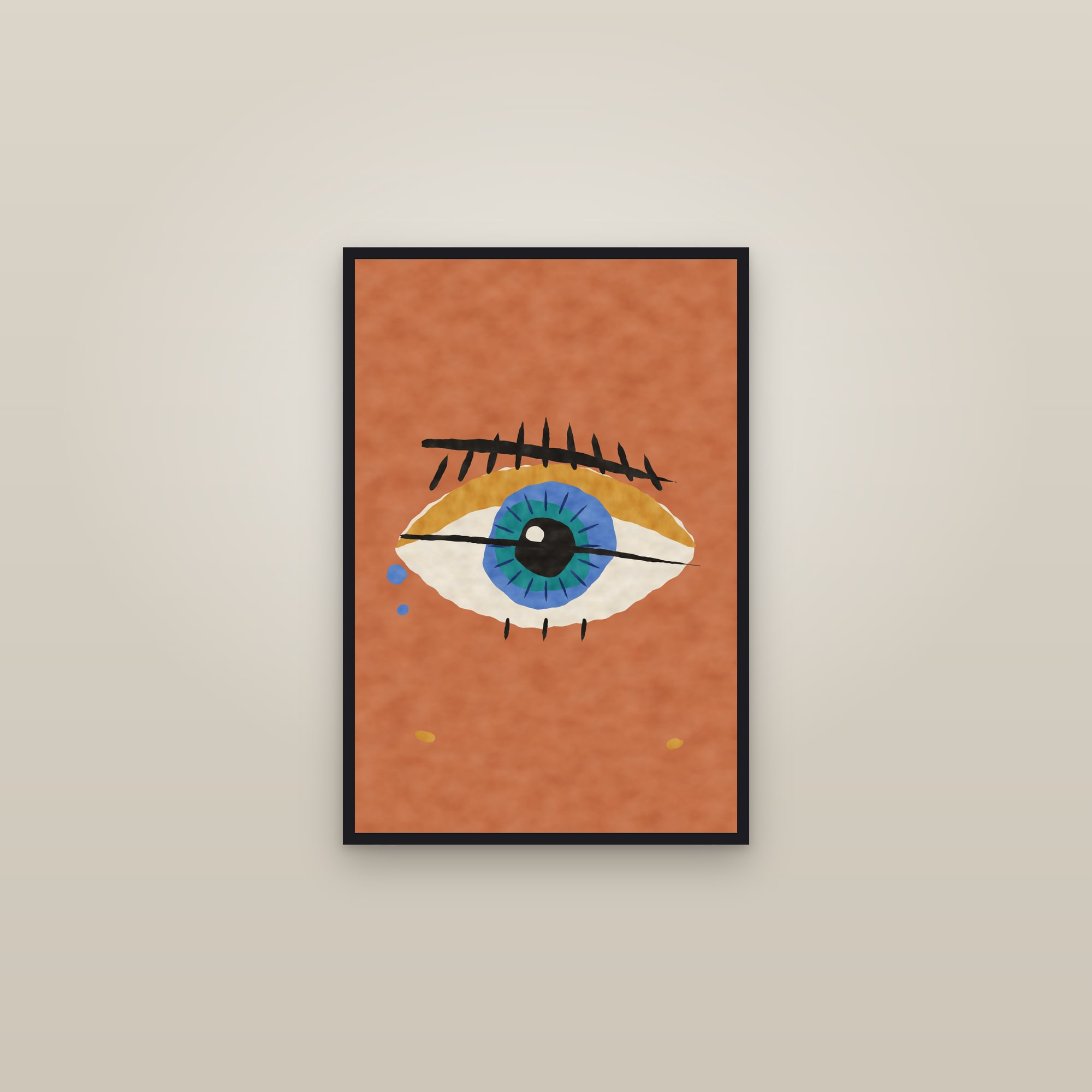Abstract Eye Print — The Eye — framed in a gallery setting
