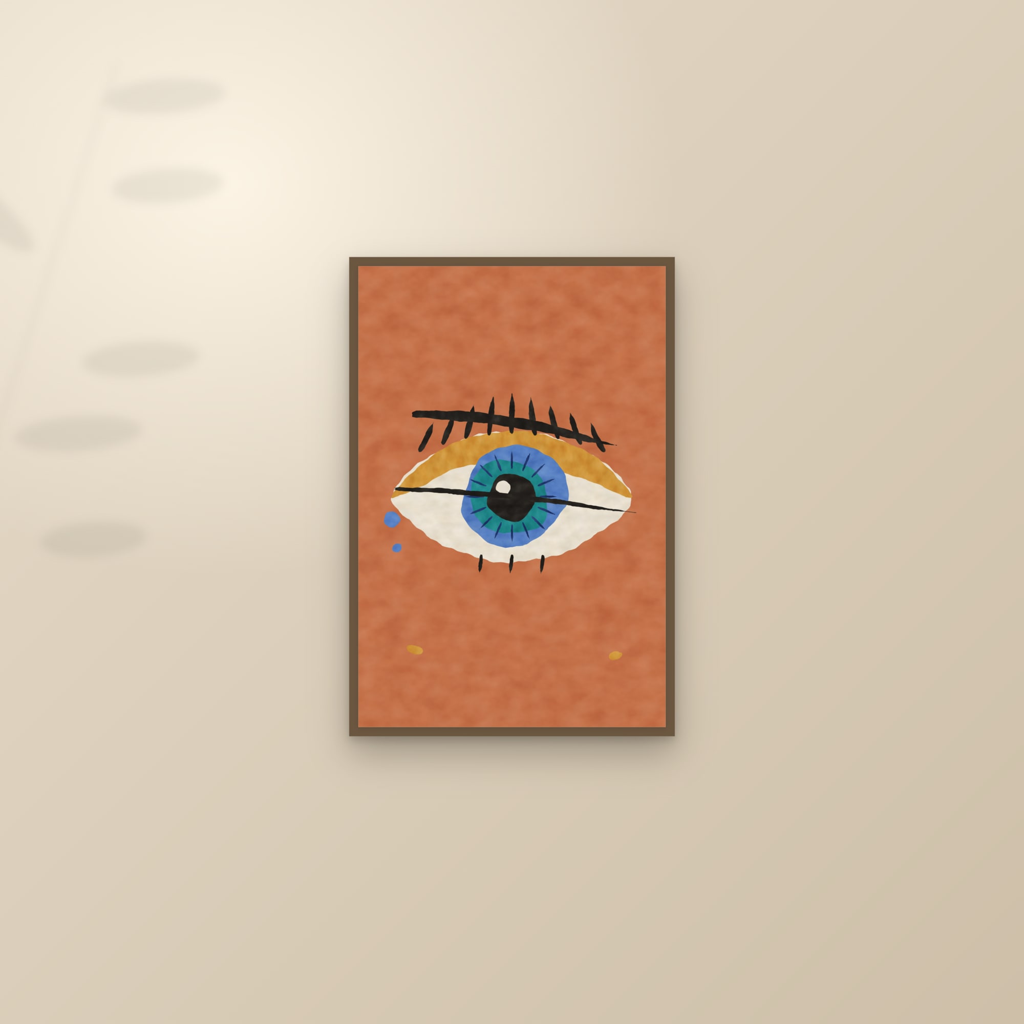 Abstract Eye Print — The Eye — framed and styled on a sunlit wall
