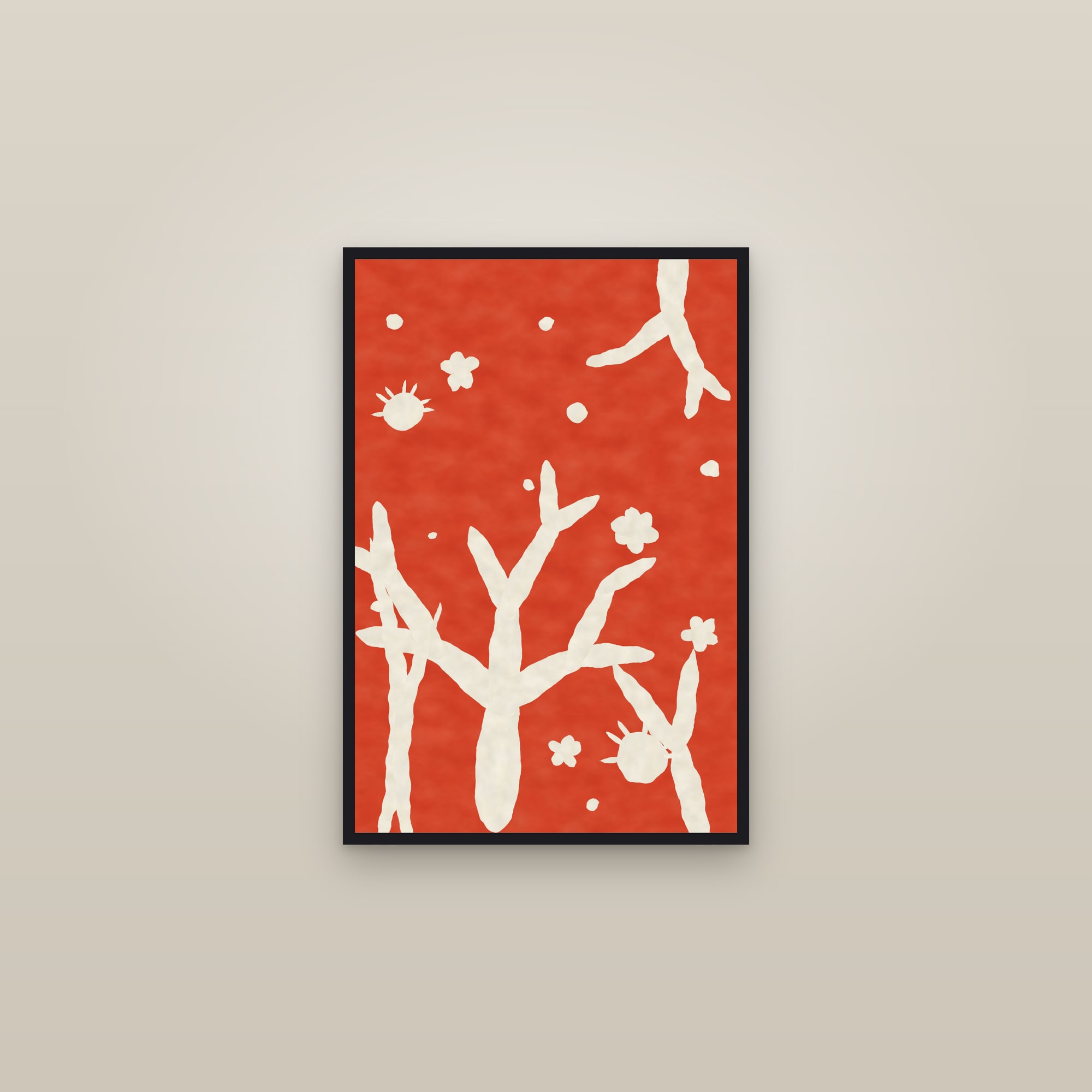 Coral Wall Art — Vermilion Coral — framed in a gallery setting