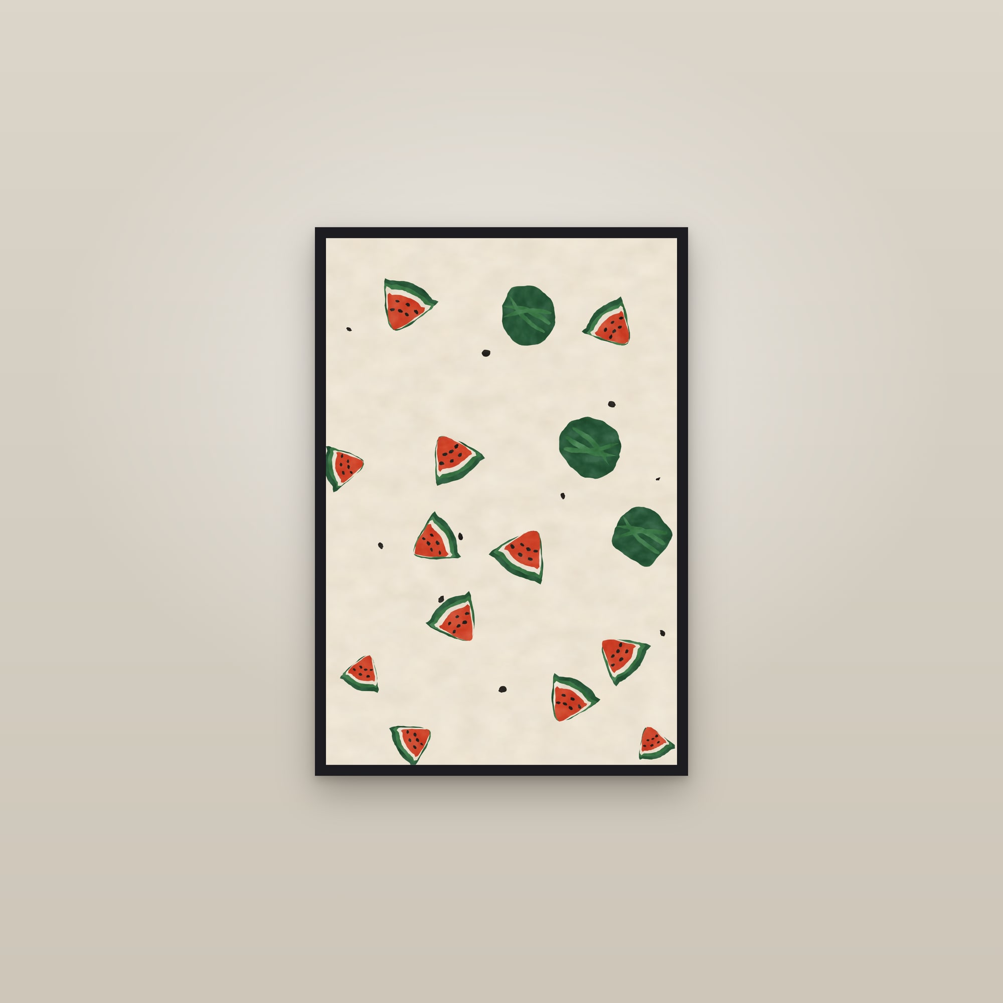 Watermelon Print — The Cut Watermelon — framed in a gallery setting
