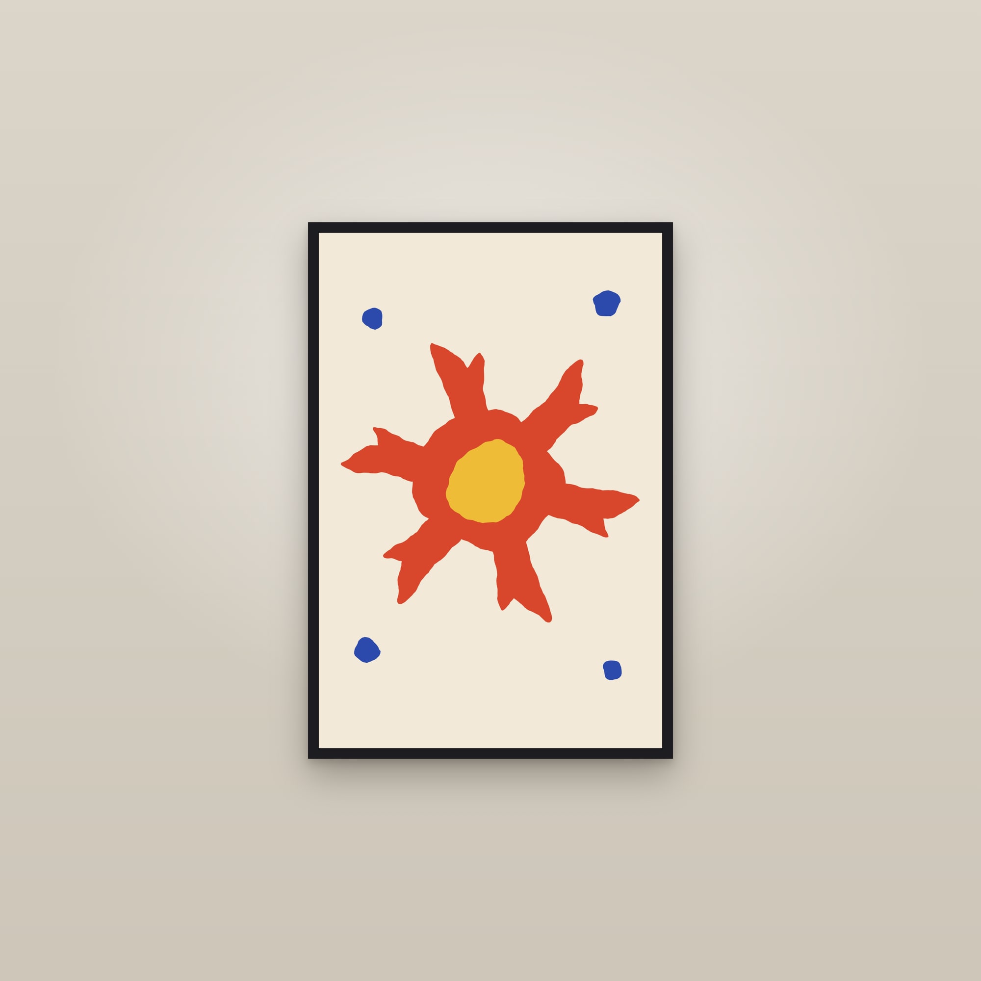 Sun Wall Art — The Wavy Sun — framed in a gallery setting