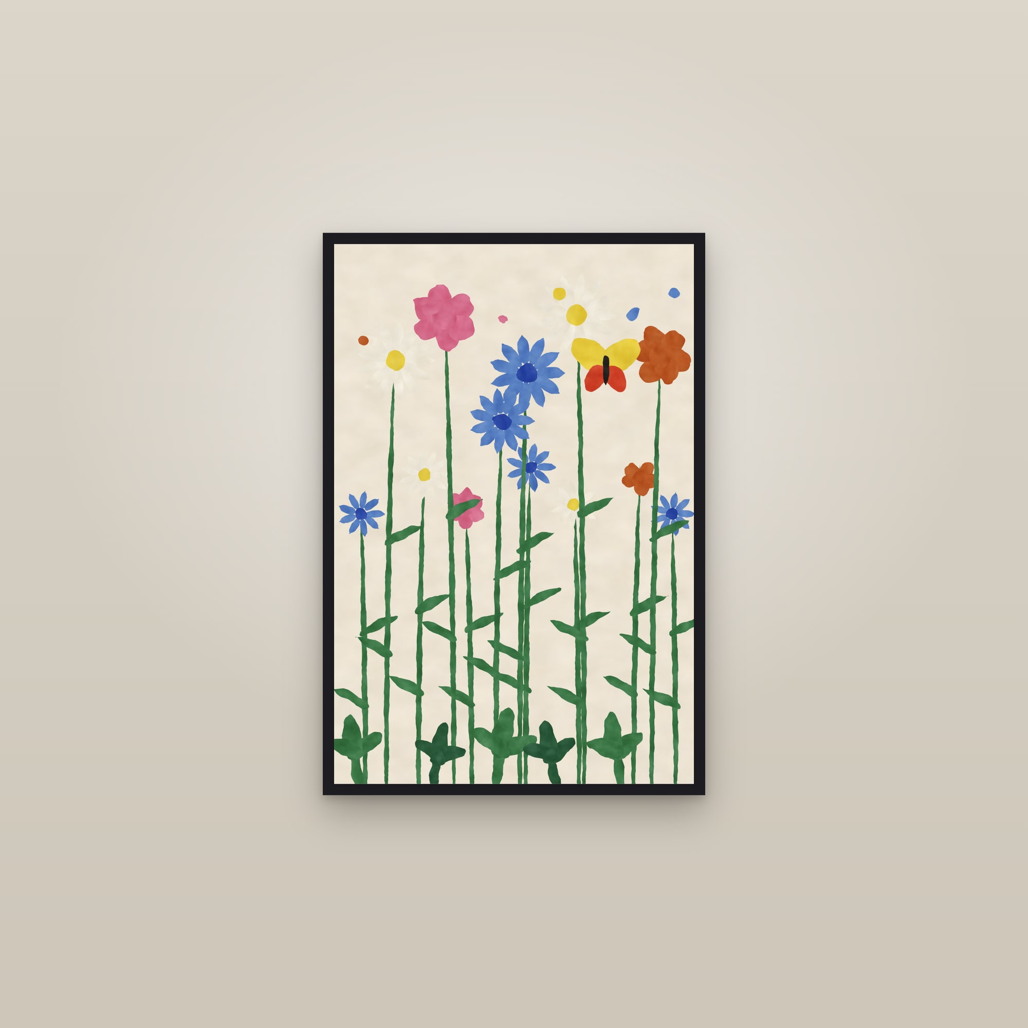 Wildflower Print — The Wildflower Meadow — framed in a gallery setting