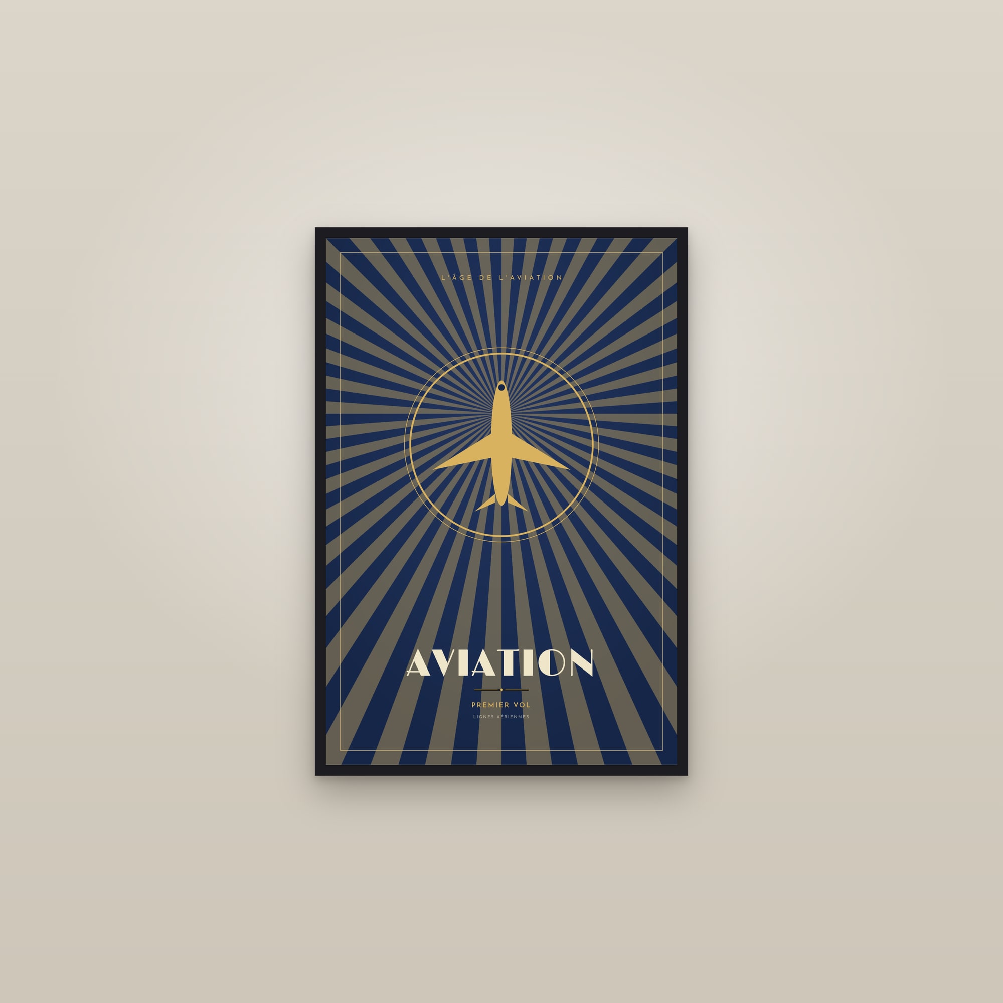 Aviation — Art Deco Poster — framed in a gallery setting