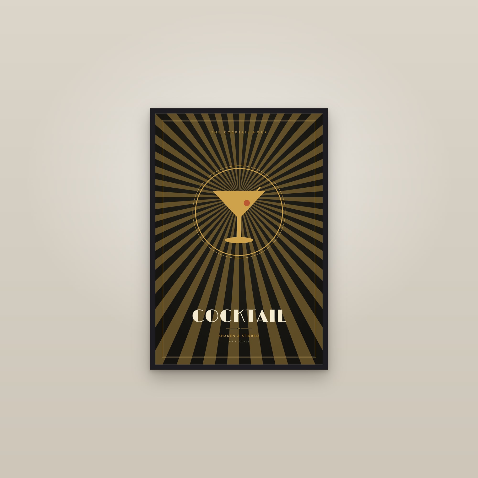 Cocktail — Art Deco Poster — framed in a gallery setting