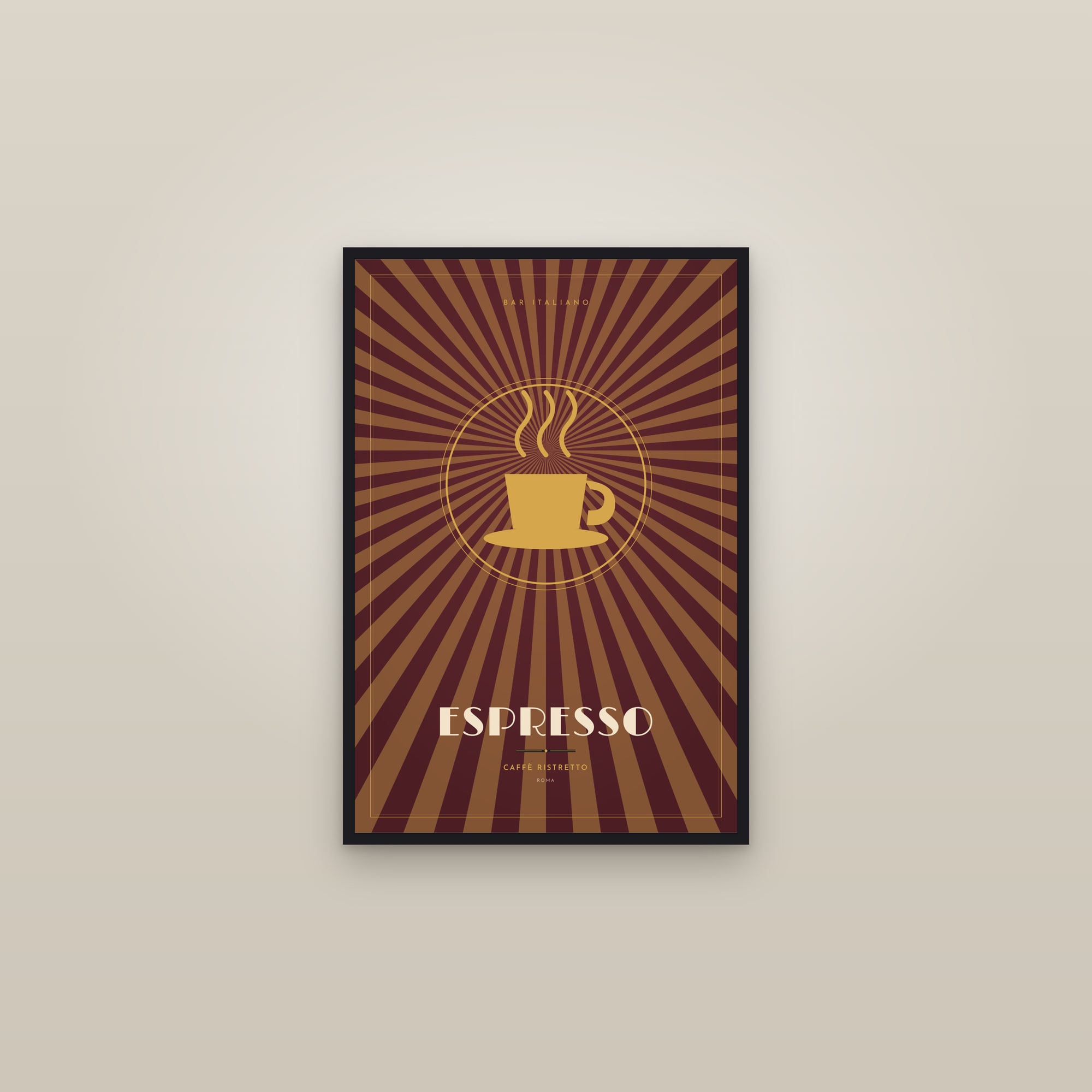 Espresso — Art Deco Poster — framed in a gallery setting
