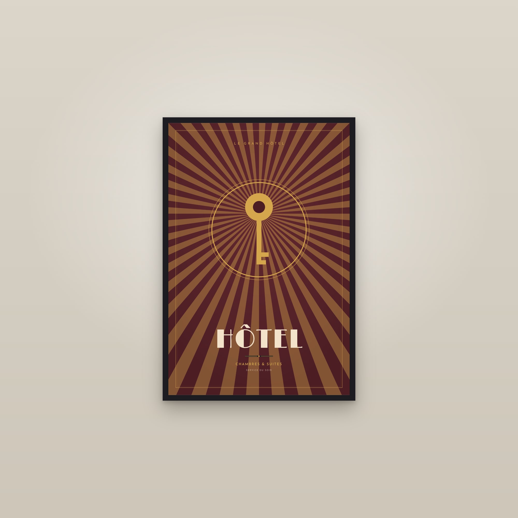 Grand Hôtel — Art Deco Poster — framed in a gallery setting