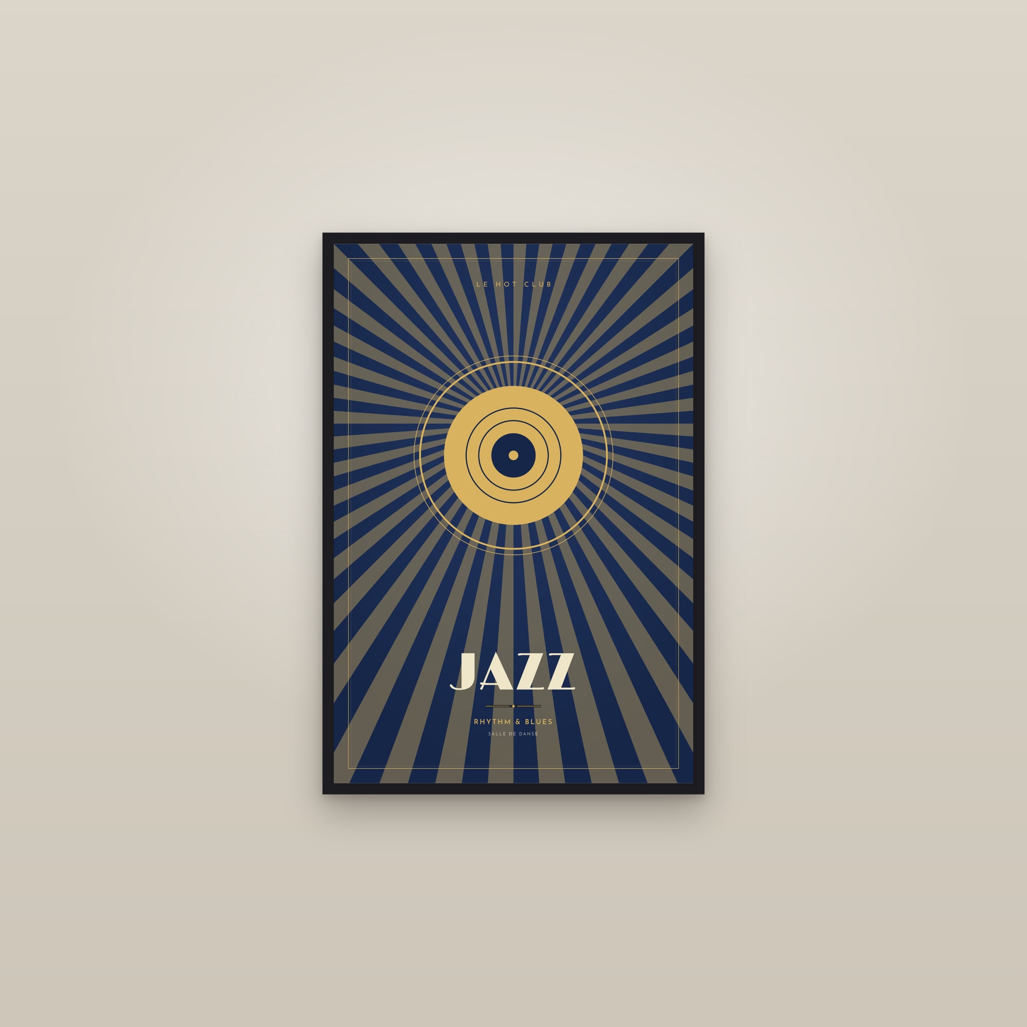 Jazz — Art Deco Poster — framed in a gallery setting