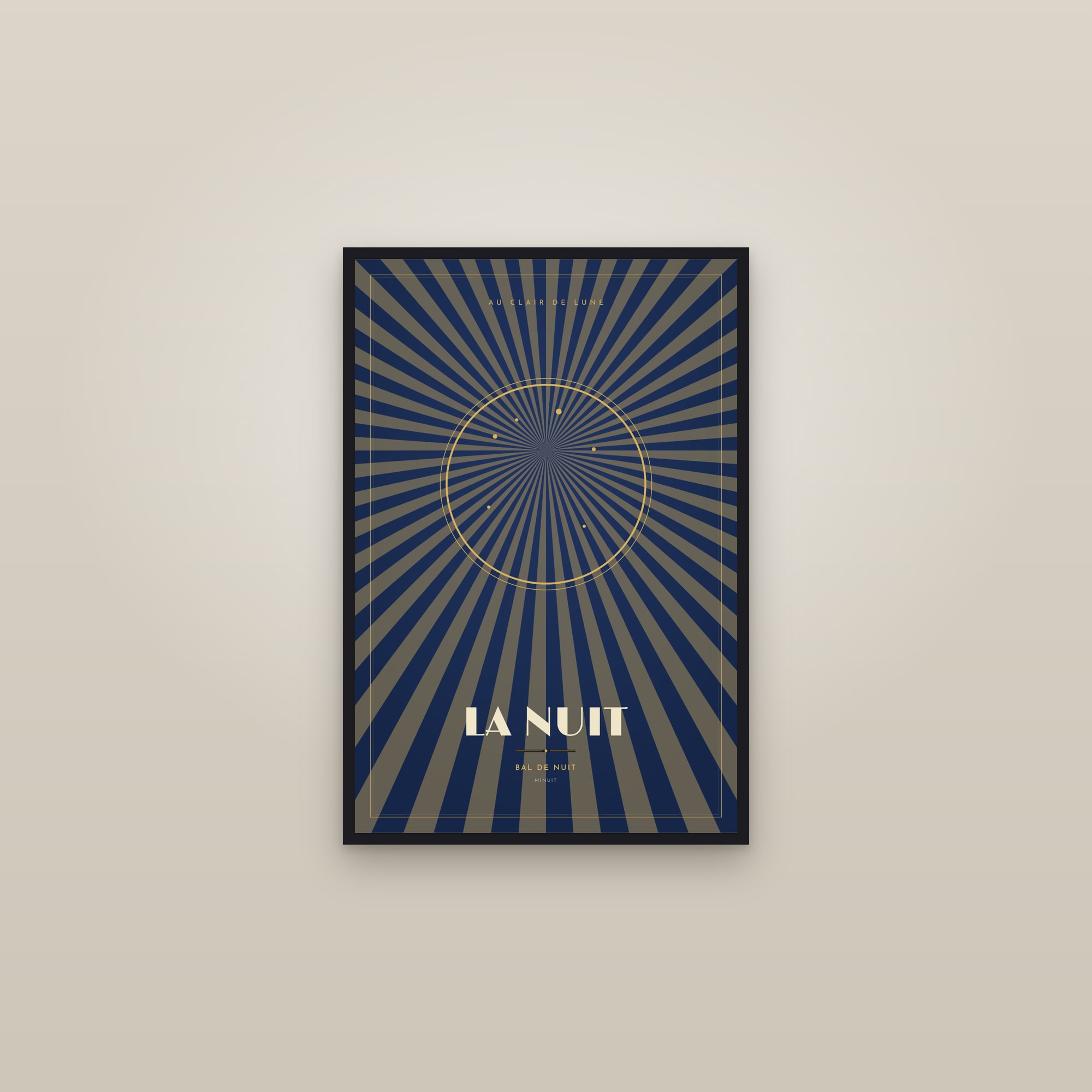 The Night — Art Deco Poster — framed in a gallery setting