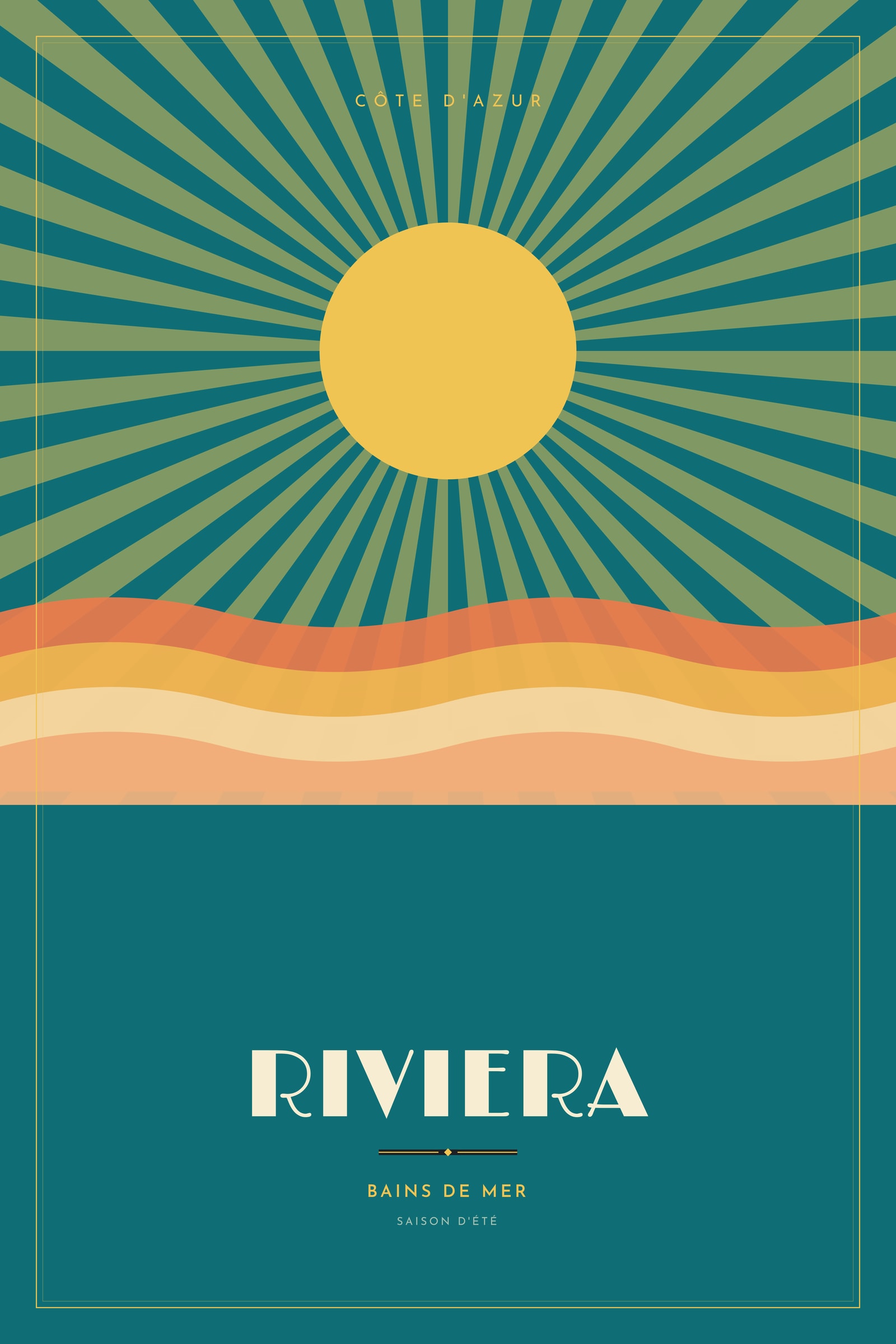 Framed Art Deco Riviera travel poster