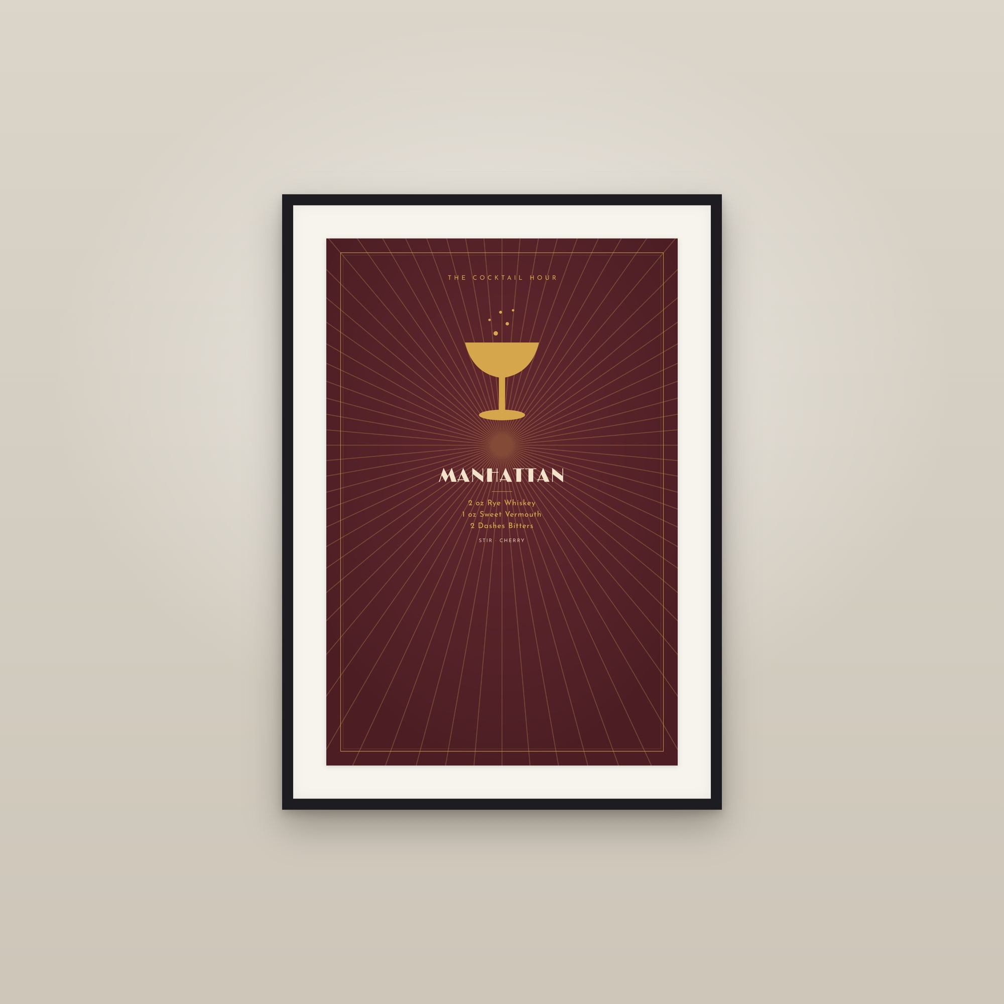 Manhattan Cocktail — Art Deco Recipe Print
