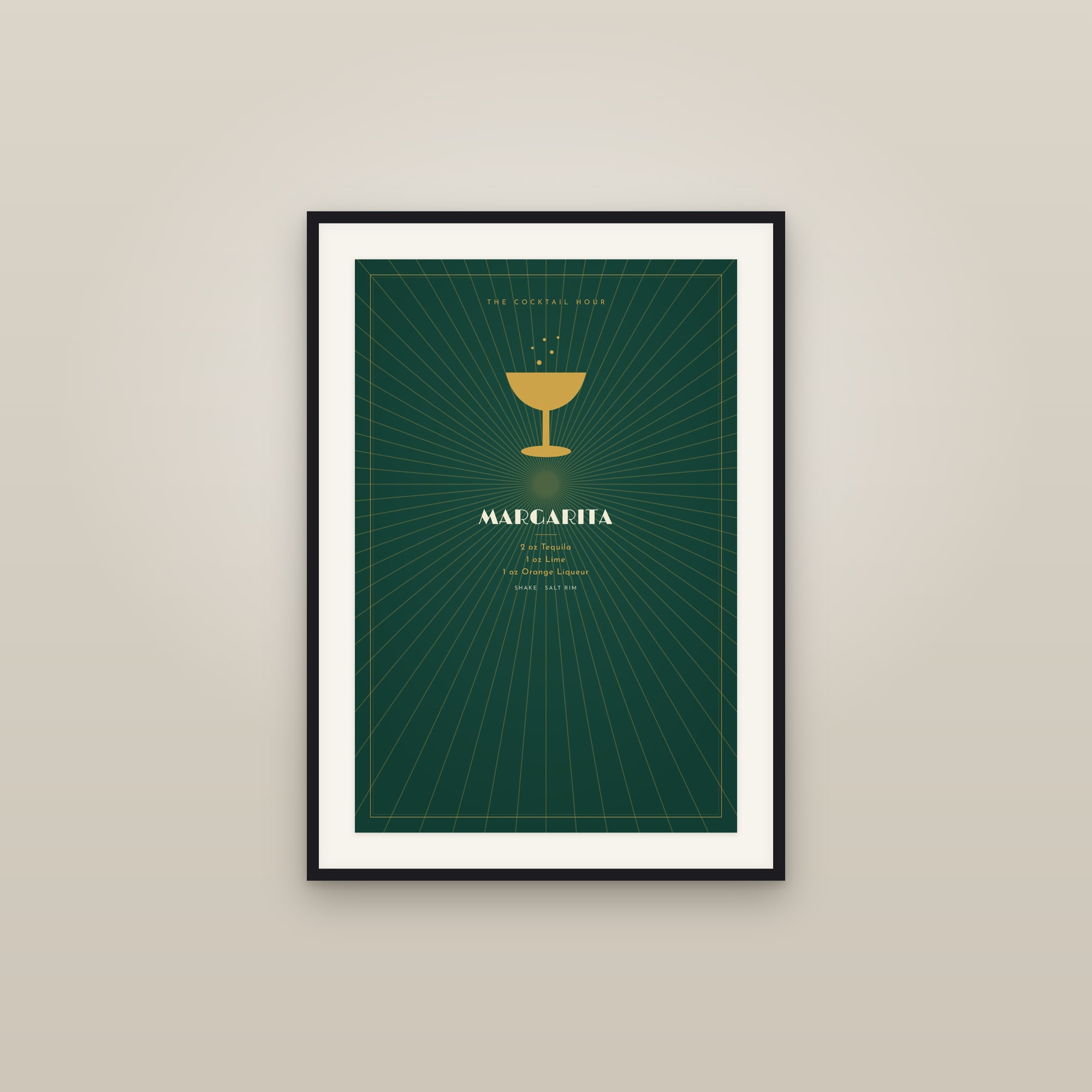 Margarita Cocktail — Art Deco Recipe Print