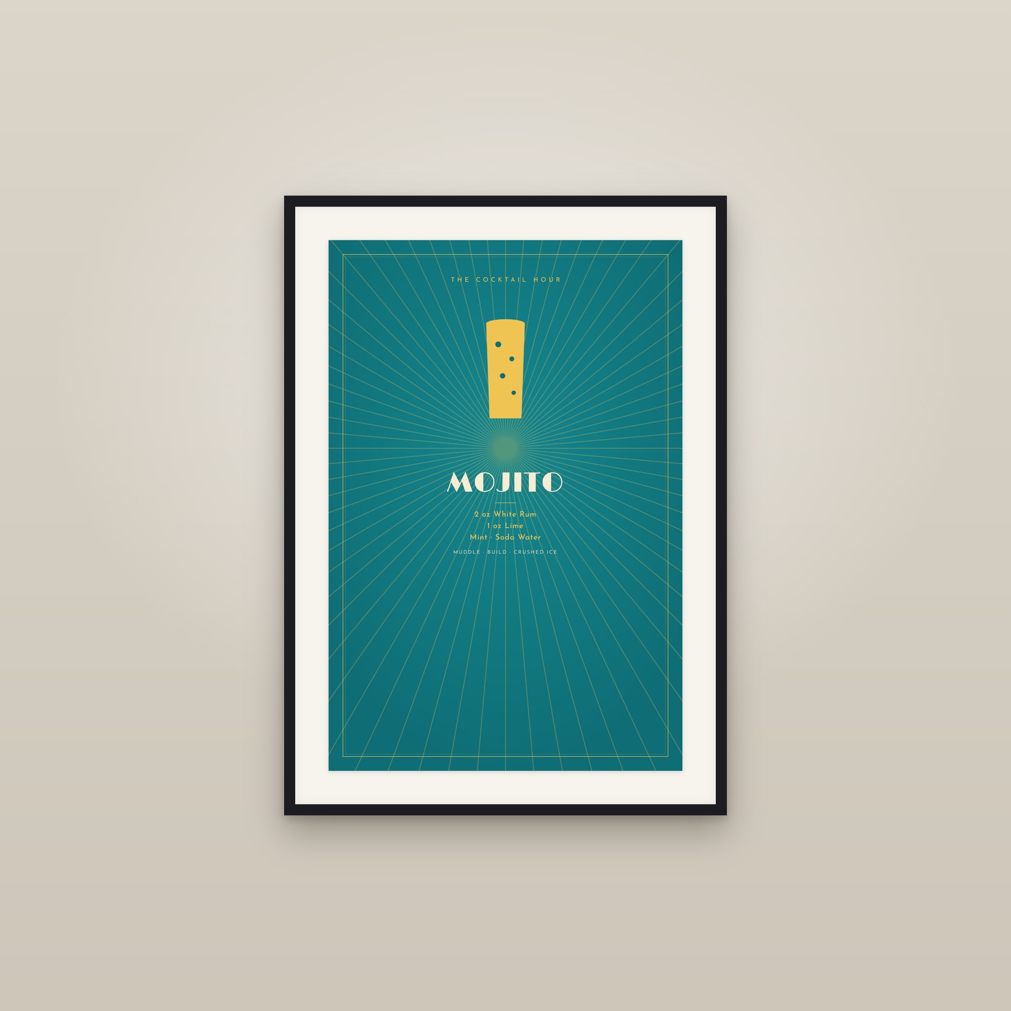 Mojito Cocktail — Art Deco Recipe Print