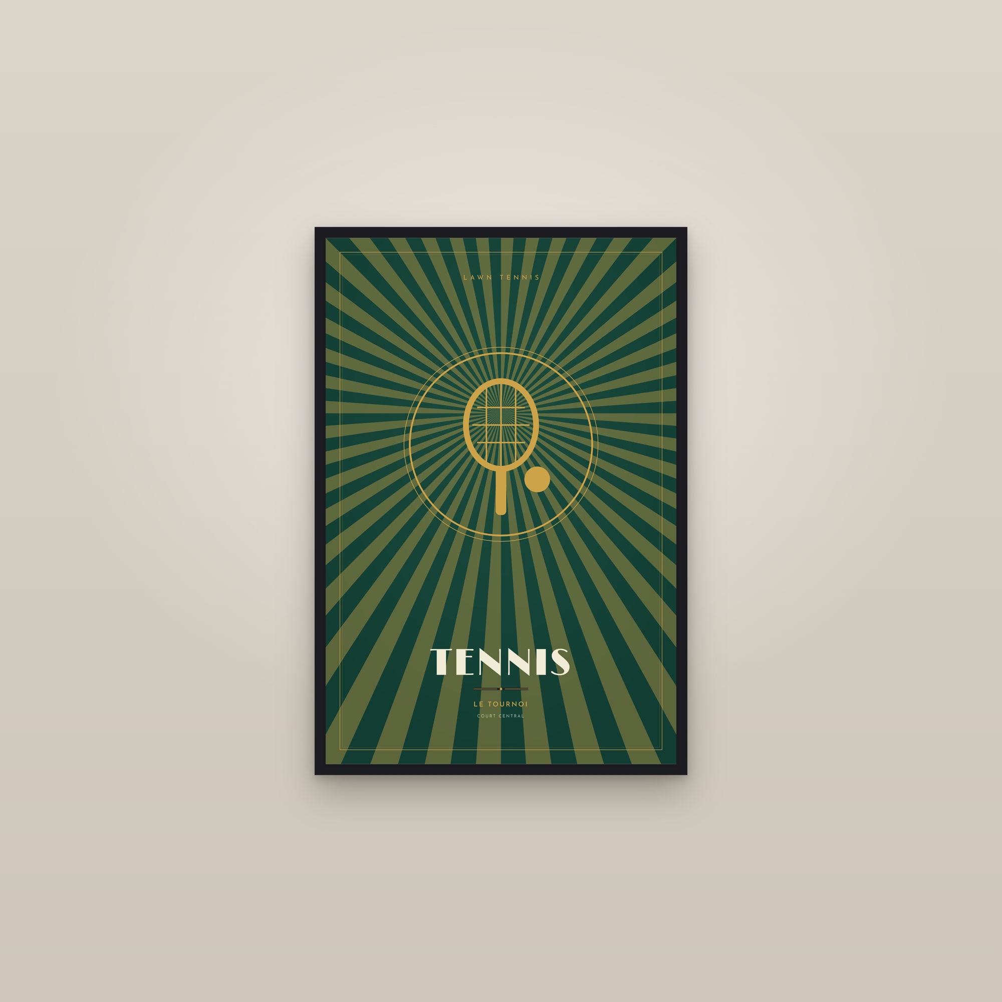 Tennis — Art Deco Poster — framed in a gallery setting