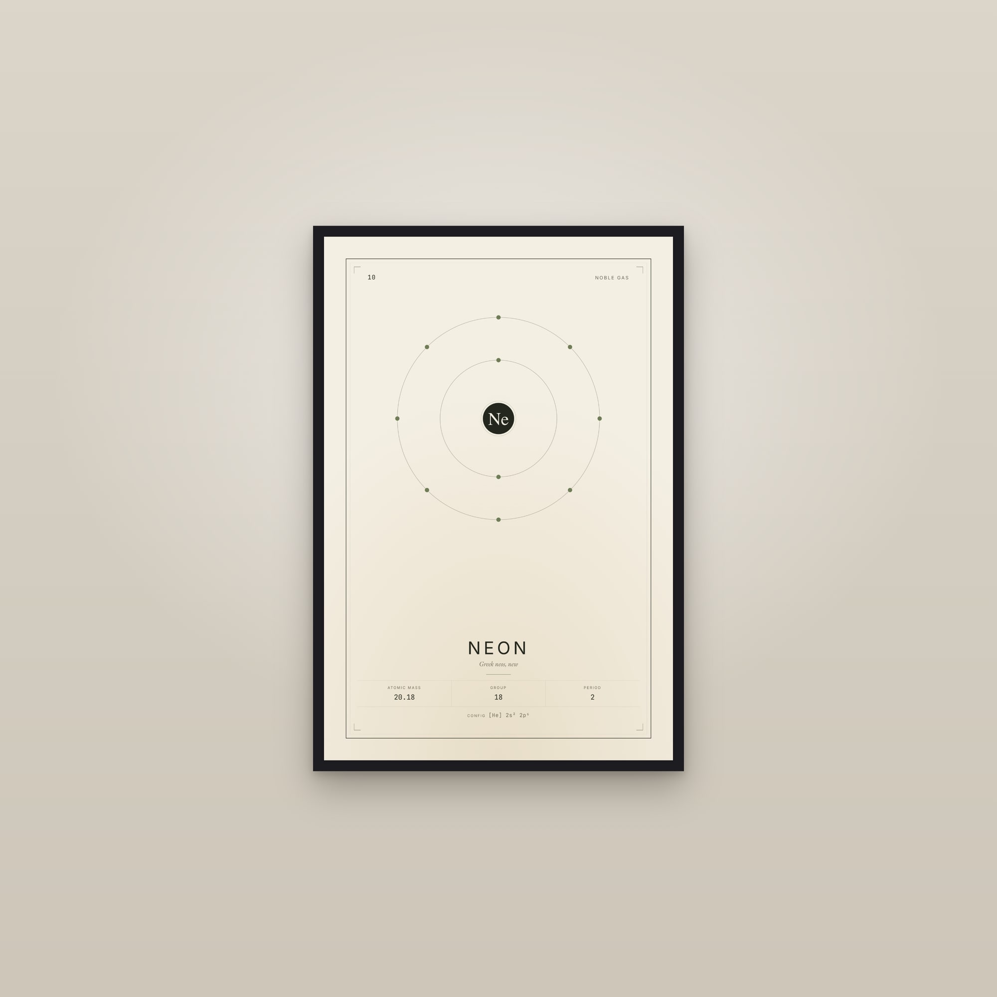 Neon — Element No. 10 — framed in a gallery setting