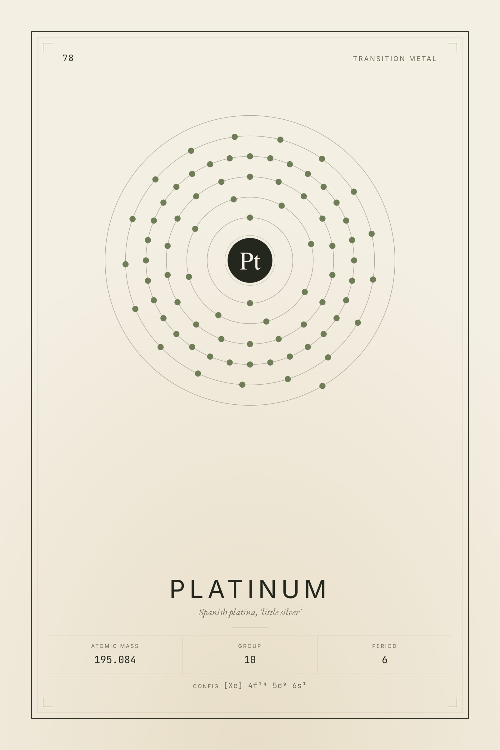 Platinum — Element No. 78