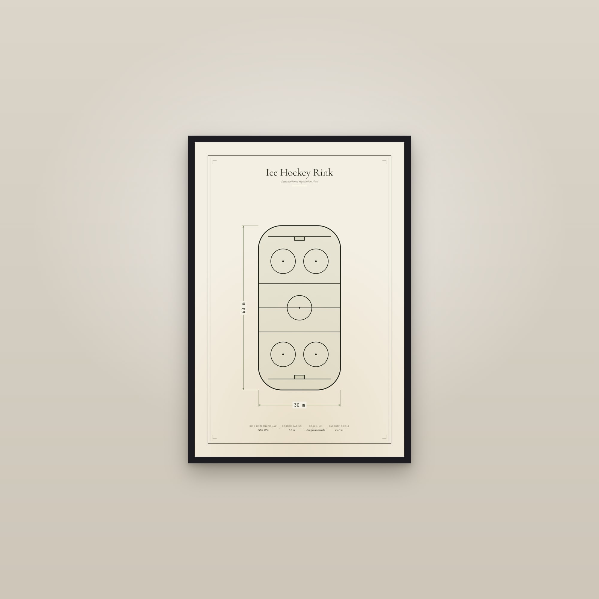 Ice Hockey Rink — Diagram — framed in a gallery setting