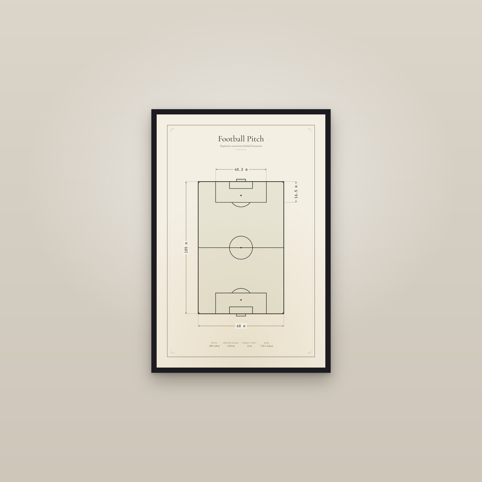 Football Pitch — Field Diagram — framed in a gallery setting