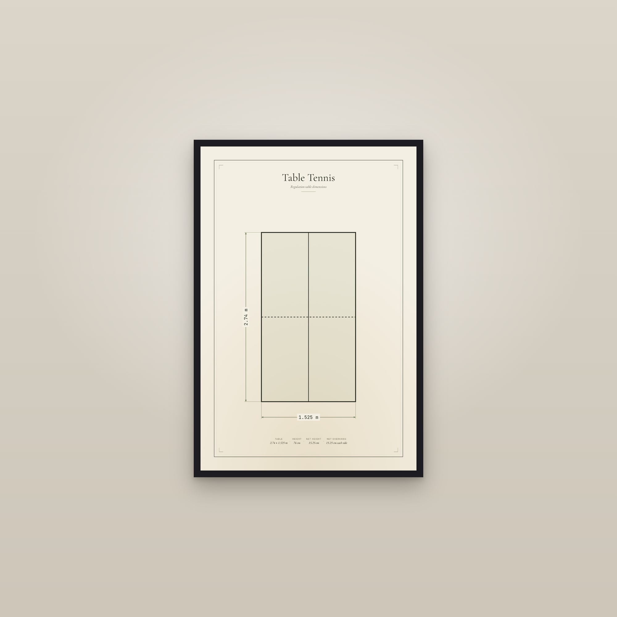 Table Tennis — Table Diagram — framed in a gallery setting