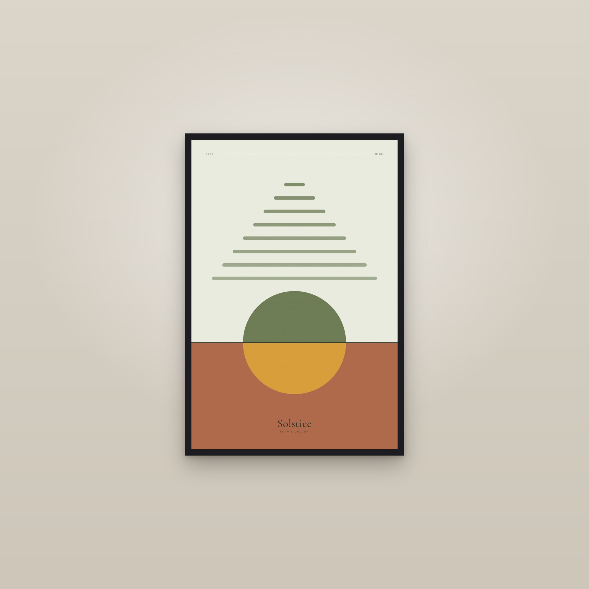 Solstice (Sage) — Sage · Geometric Print — framed in a gallery setting