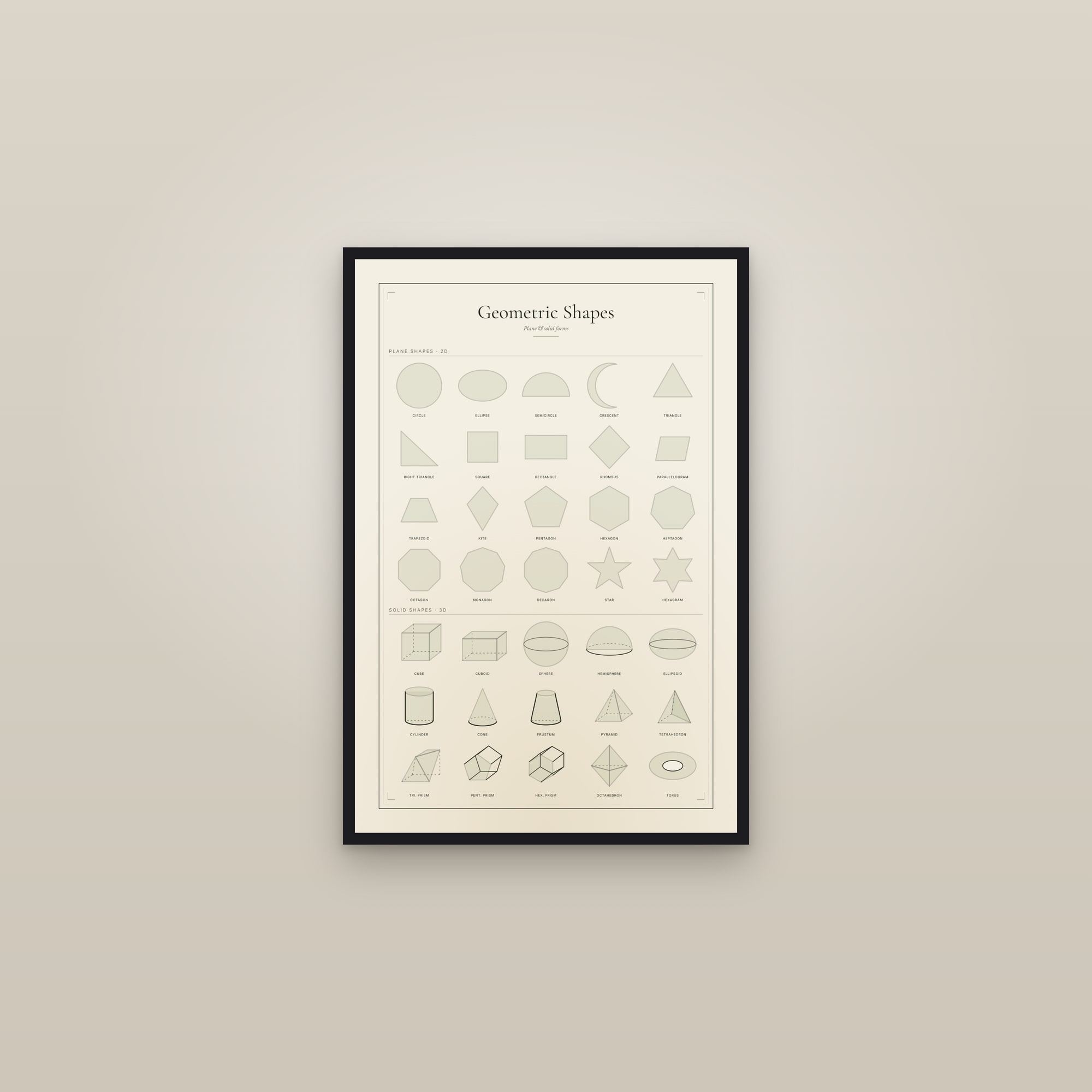 Geometric Shapes — framed in a gallery setting