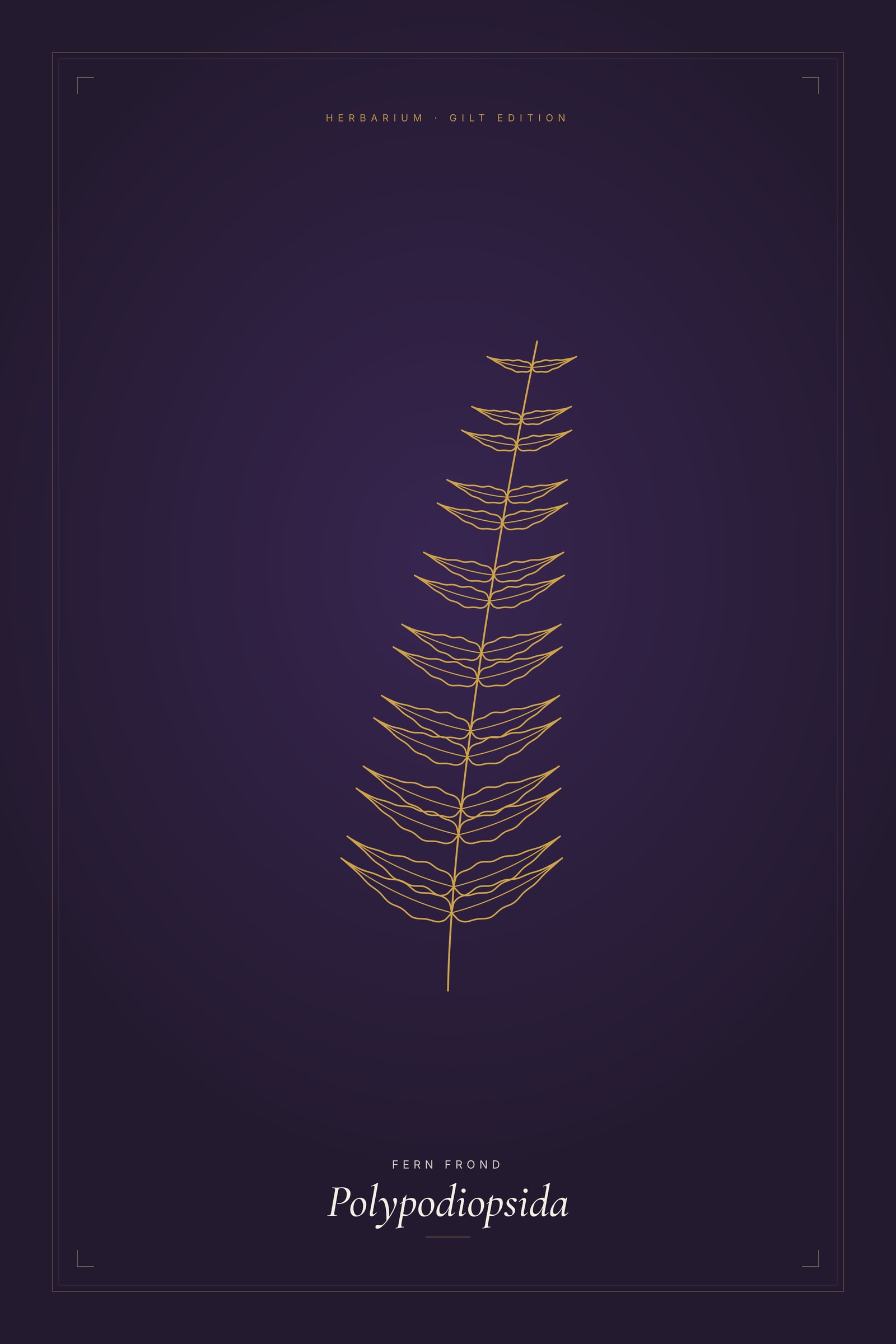 Framed gilt fern frond print