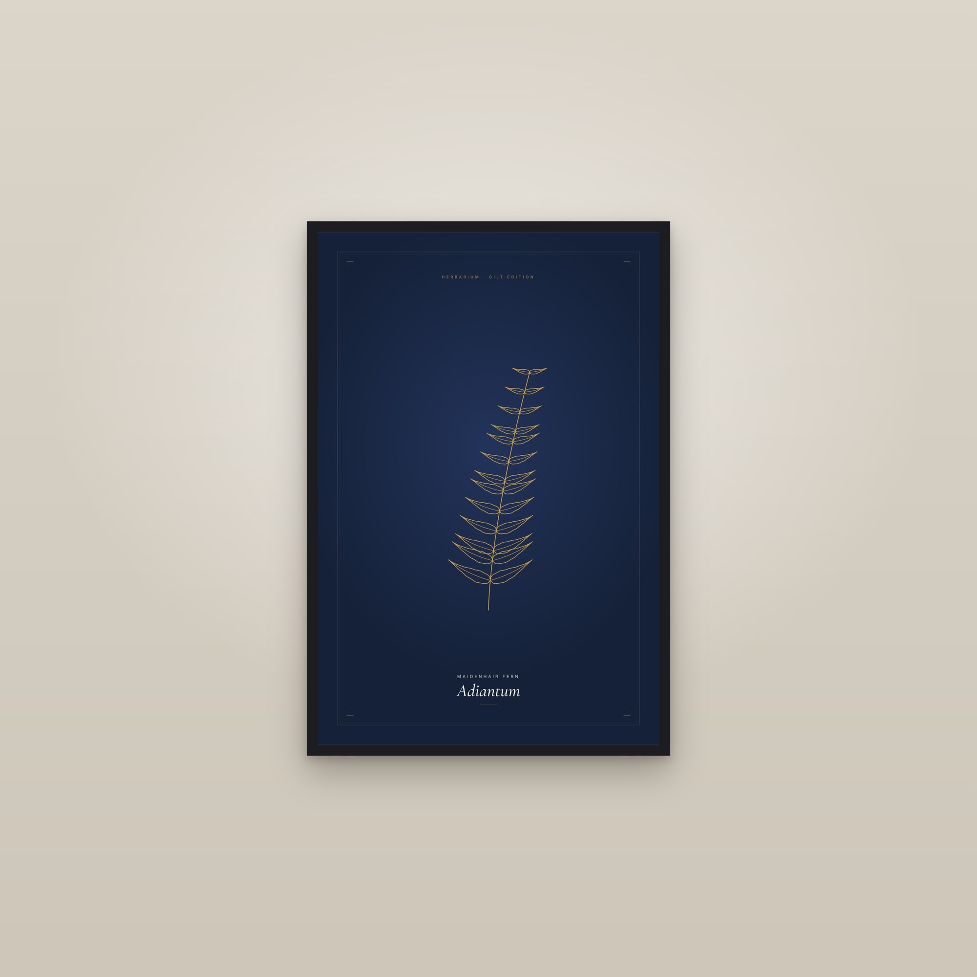 Maidenhair Fern (Gilt) — Gilt Botanical — framed in a gallery setting