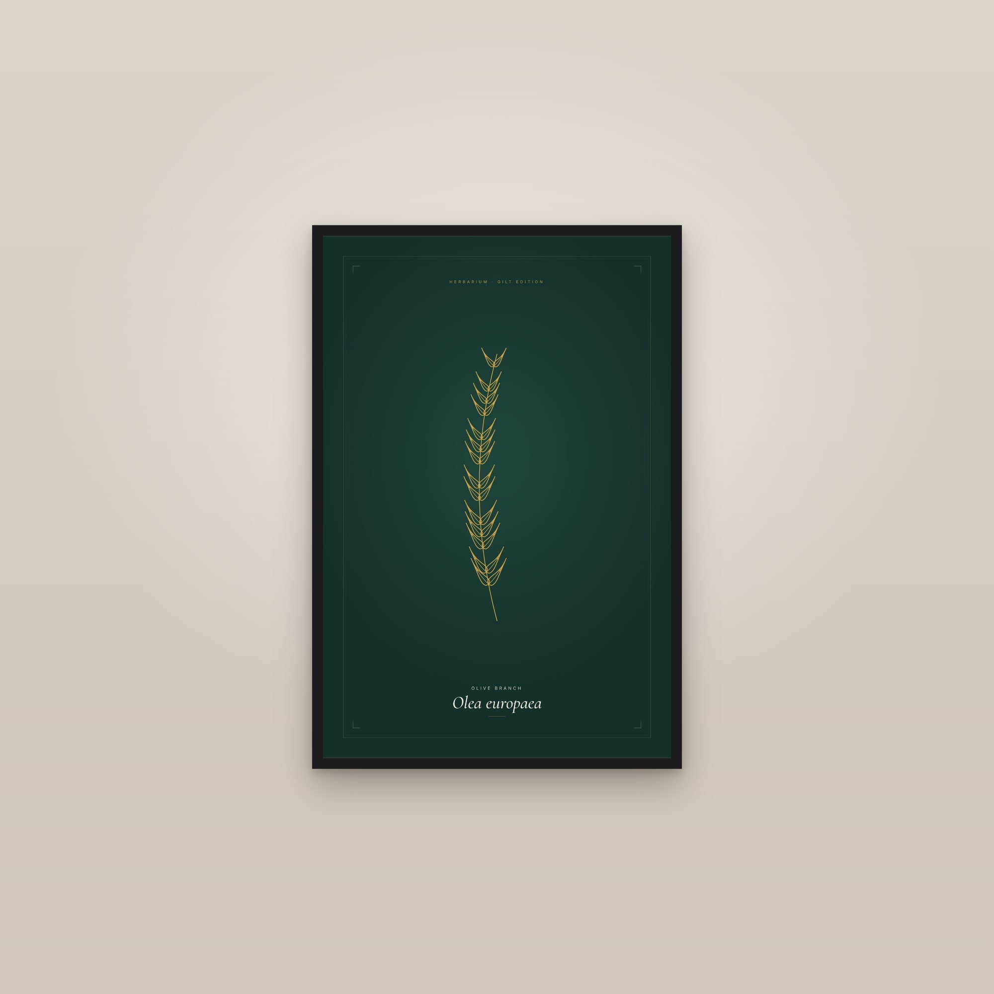 Olive Branch (Gilt) — Gilt Botanical — framed in a gallery setting