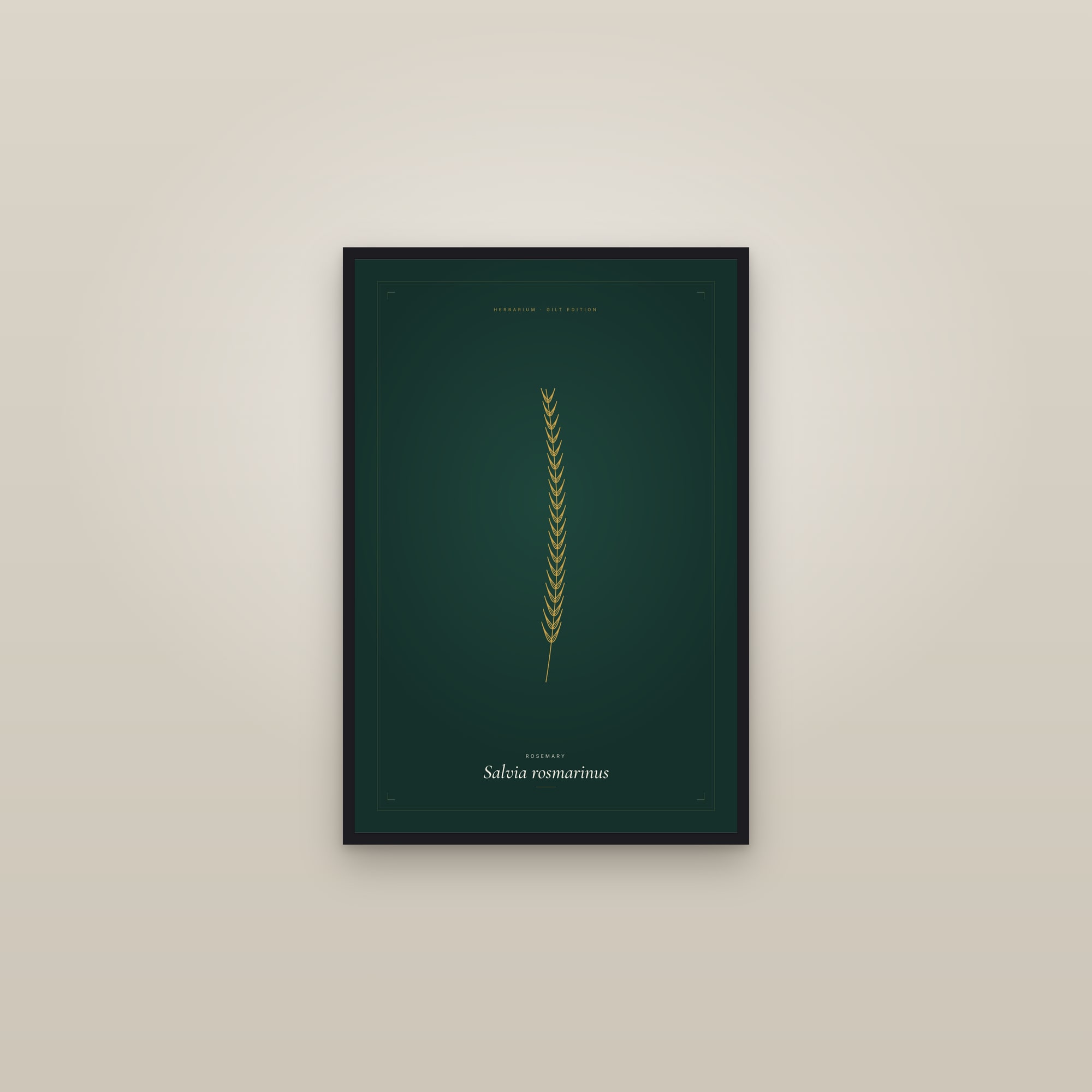 Rosemary (Gilt) — Gilt Botanical — framed in a gallery setting