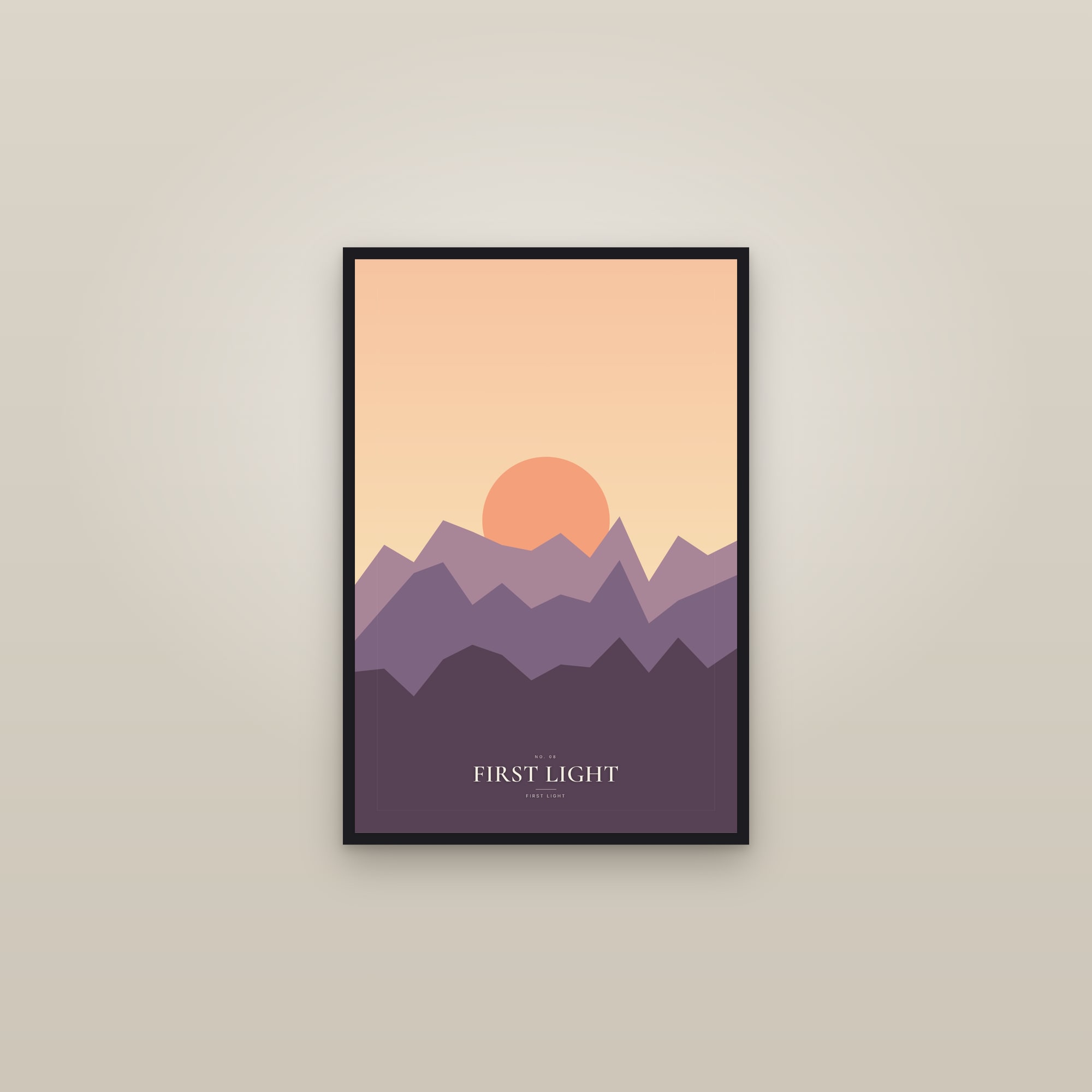 First Light — Landscape Print — framed in a gallery setting