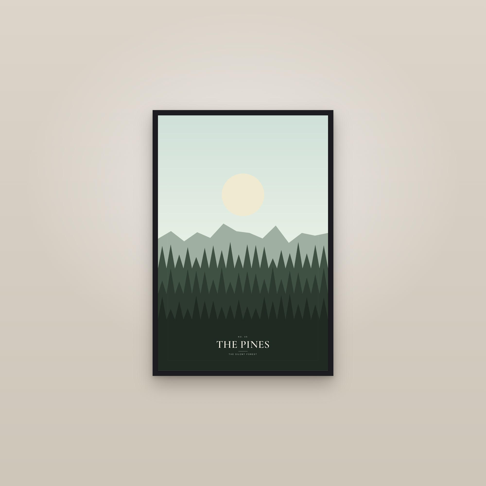 The Pines — Landscape Print — framed in a gallery setting