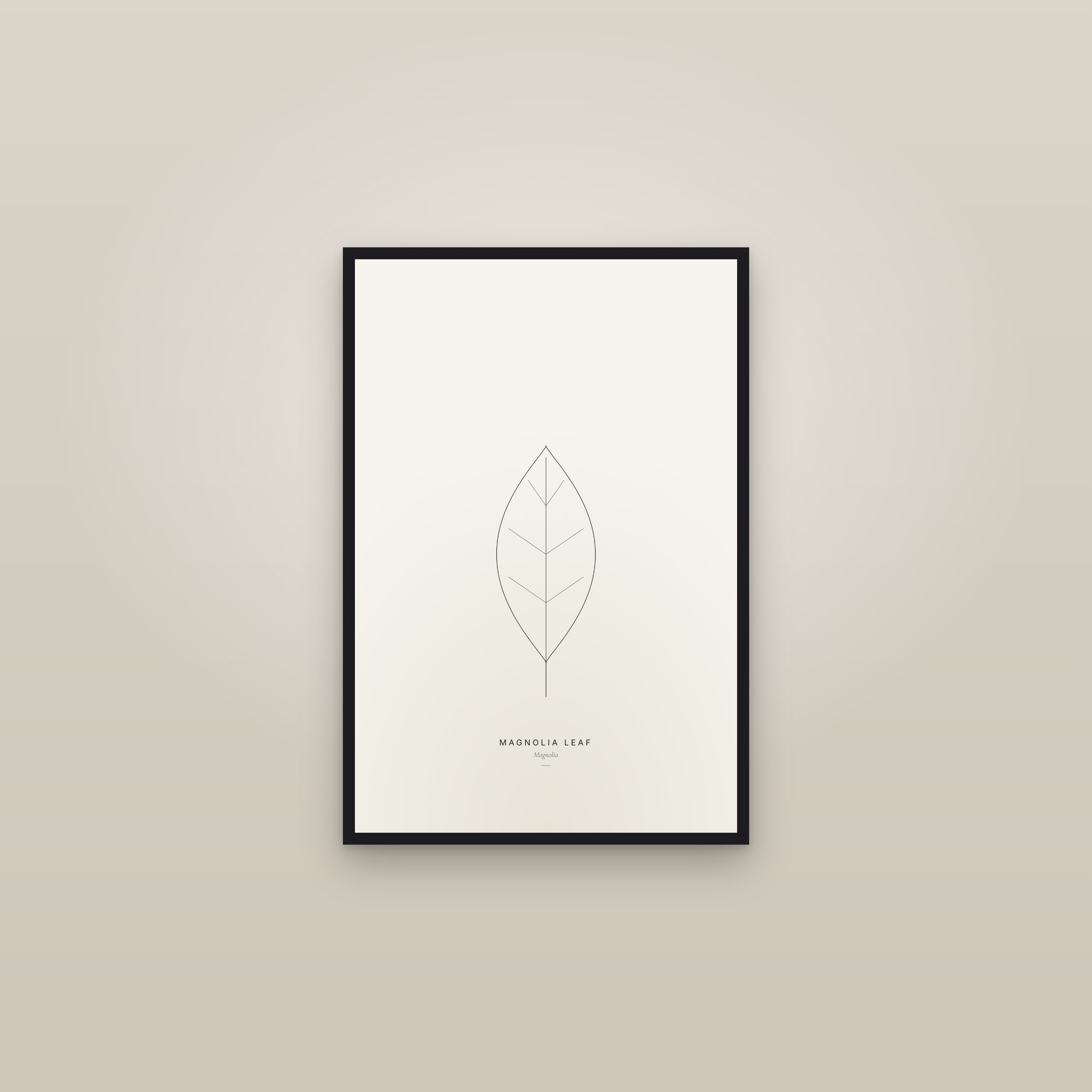 Magnolia Leaf — Line Study — framed in a gallery setting