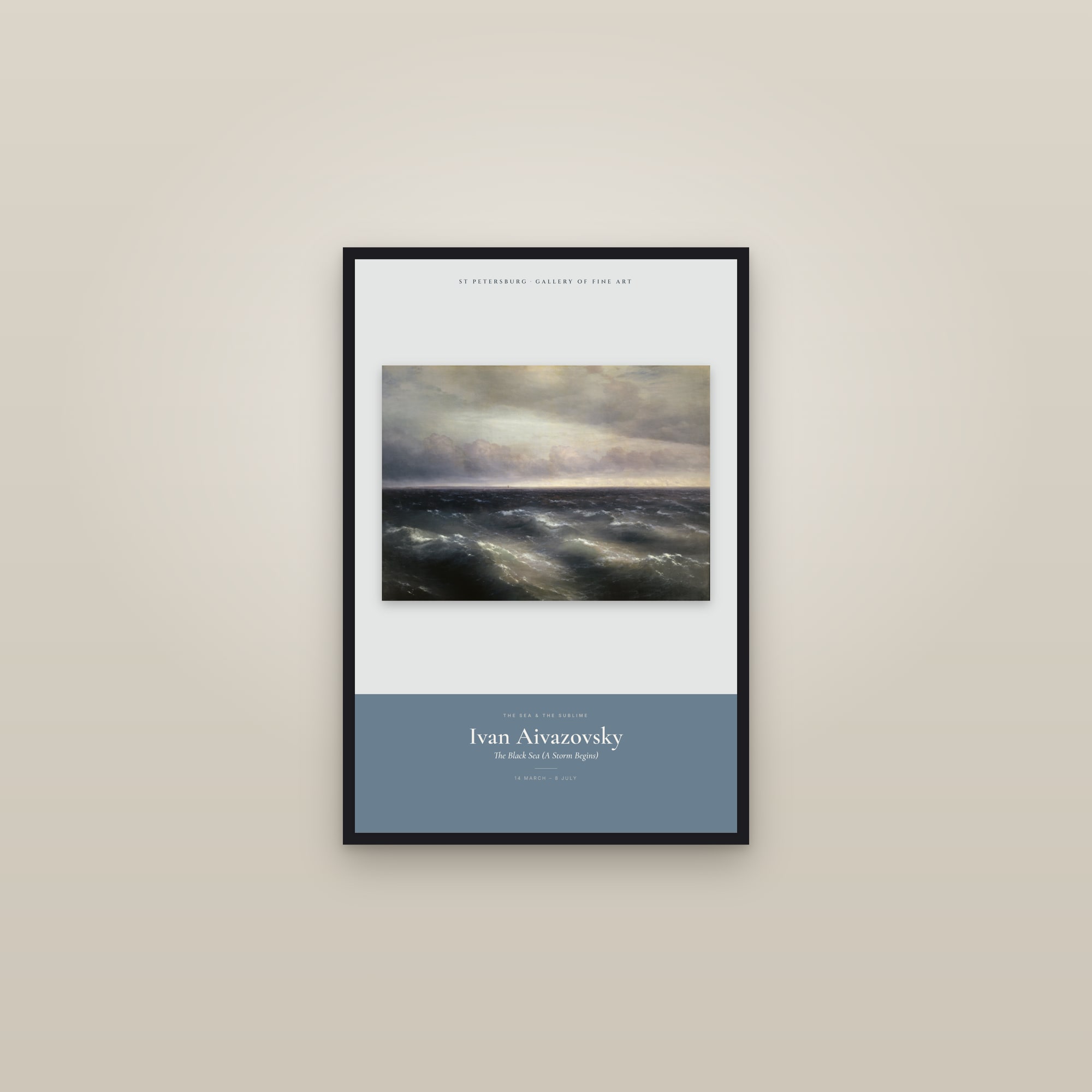 The Black Sea (A Storm Begins) — Exhibition Poster — framed in a gallery setting
