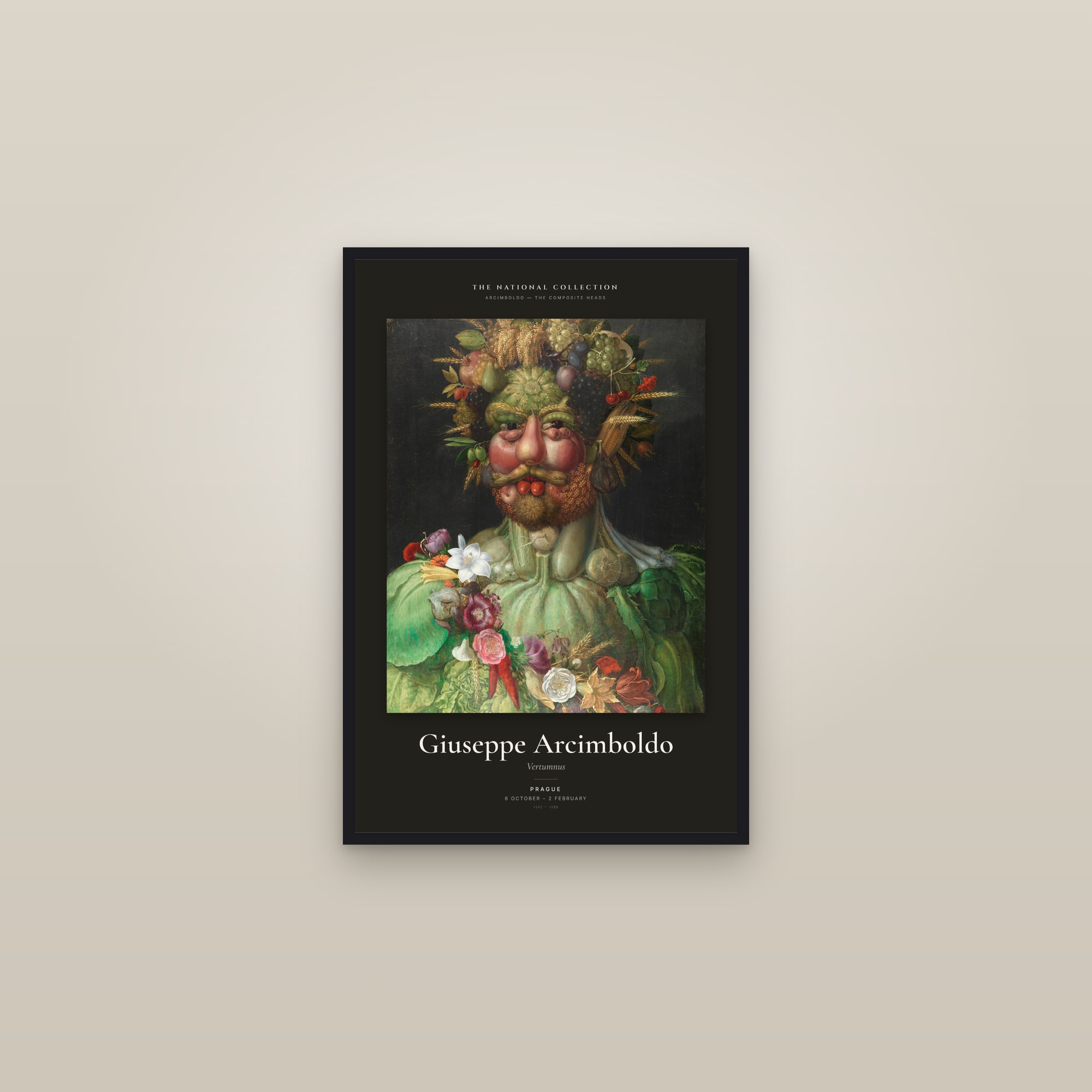 Vertumnus — Exhibition Poster — framed in a gallery setting