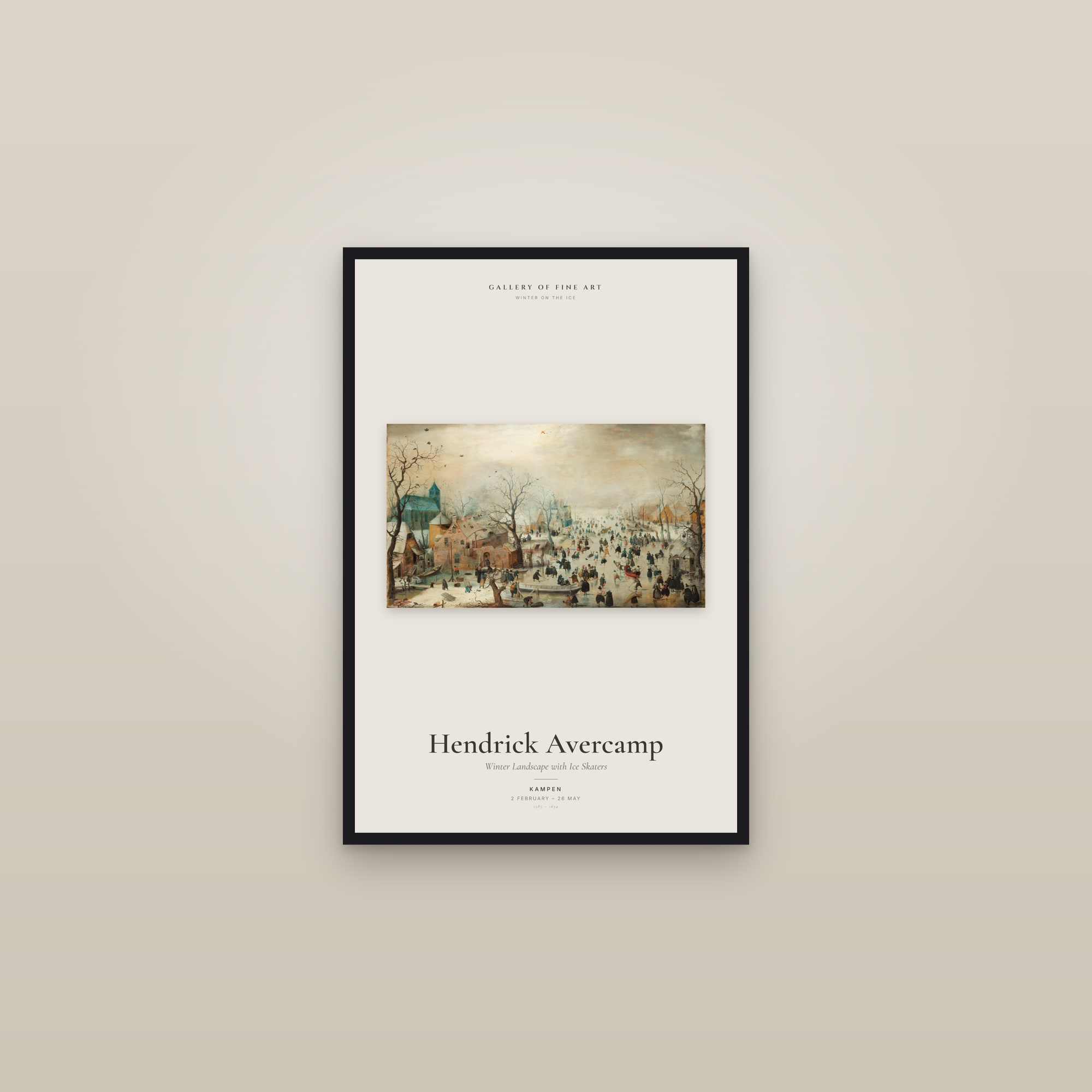 Winter Landscape with Ice Skaters — Exhibition Poster — framed in a gallery setting