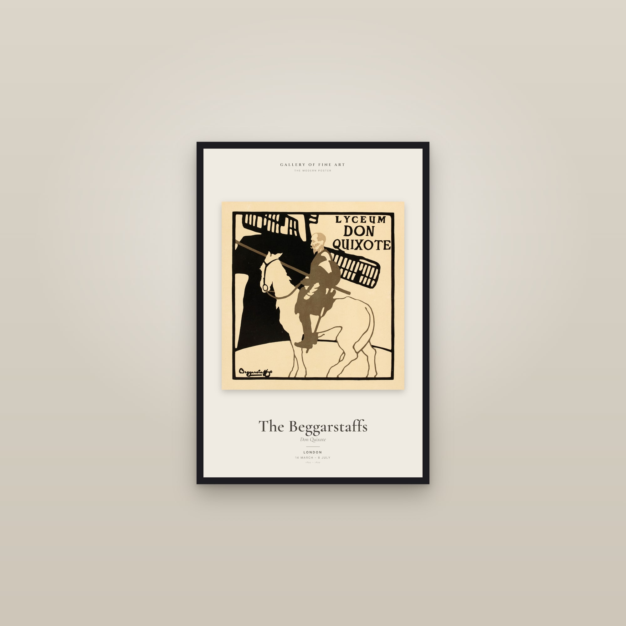 Don Quixote — Exhibition Poster — framed in a gallery setting