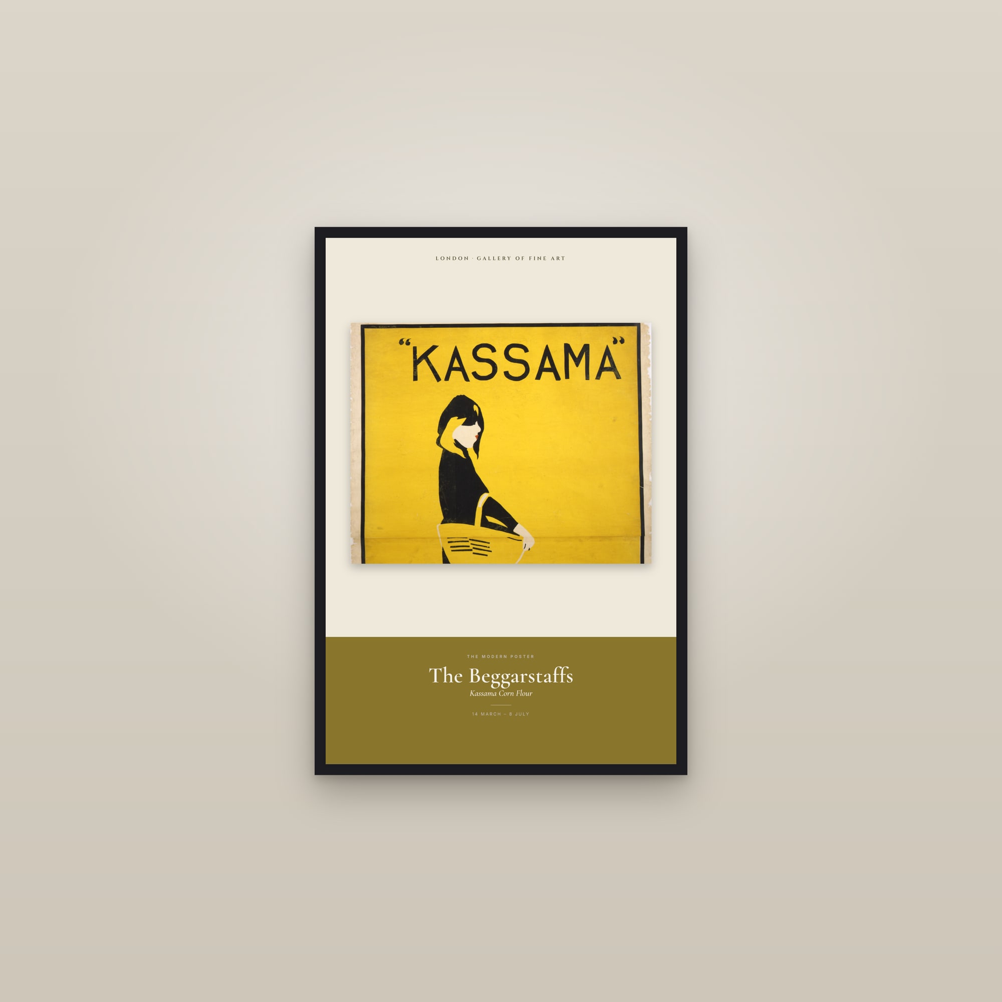 Kassama Corn Flour — Exhibition Poster — framed in a gallery setting