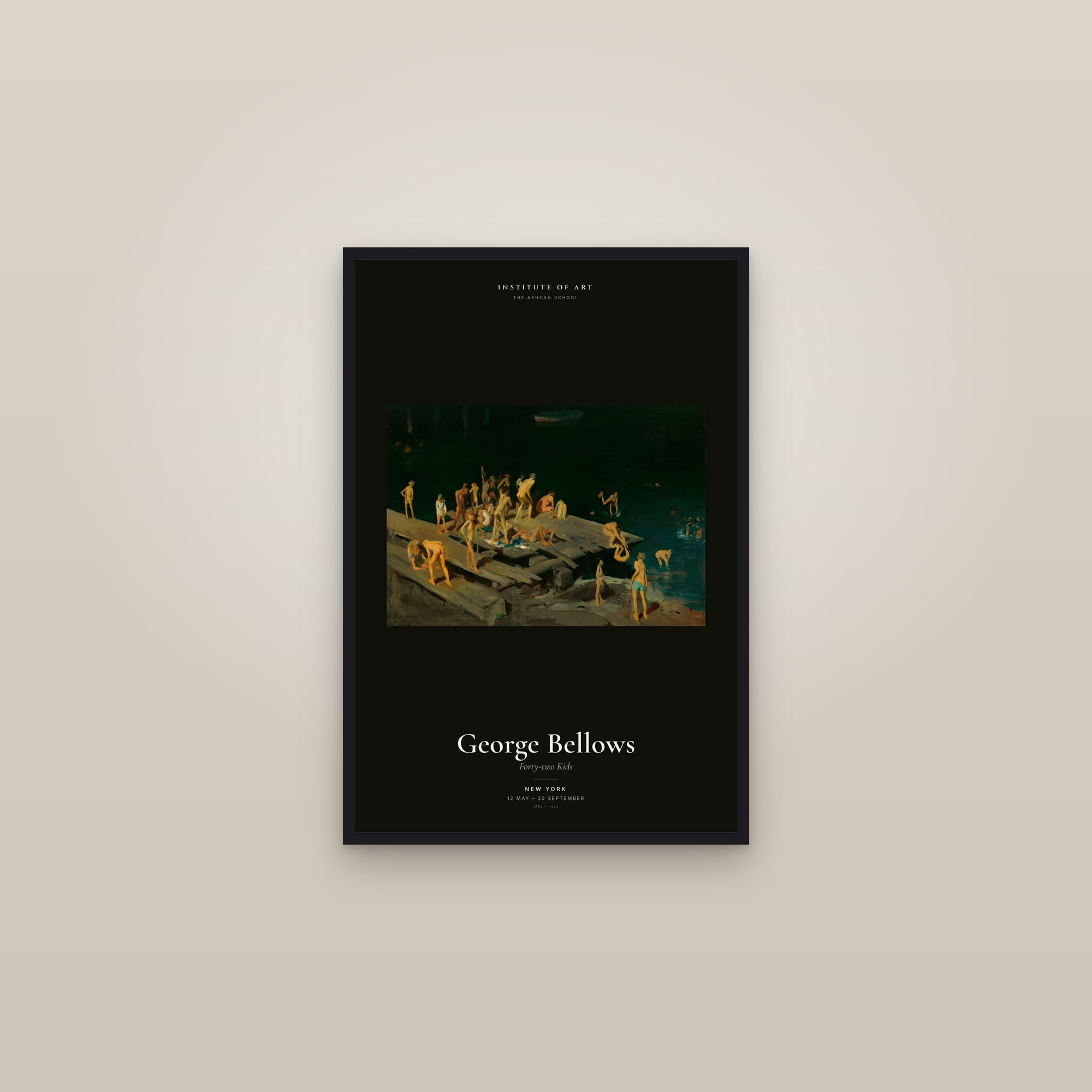 Forty-two Kids — Exhibition Poster — framed in a gallery setting