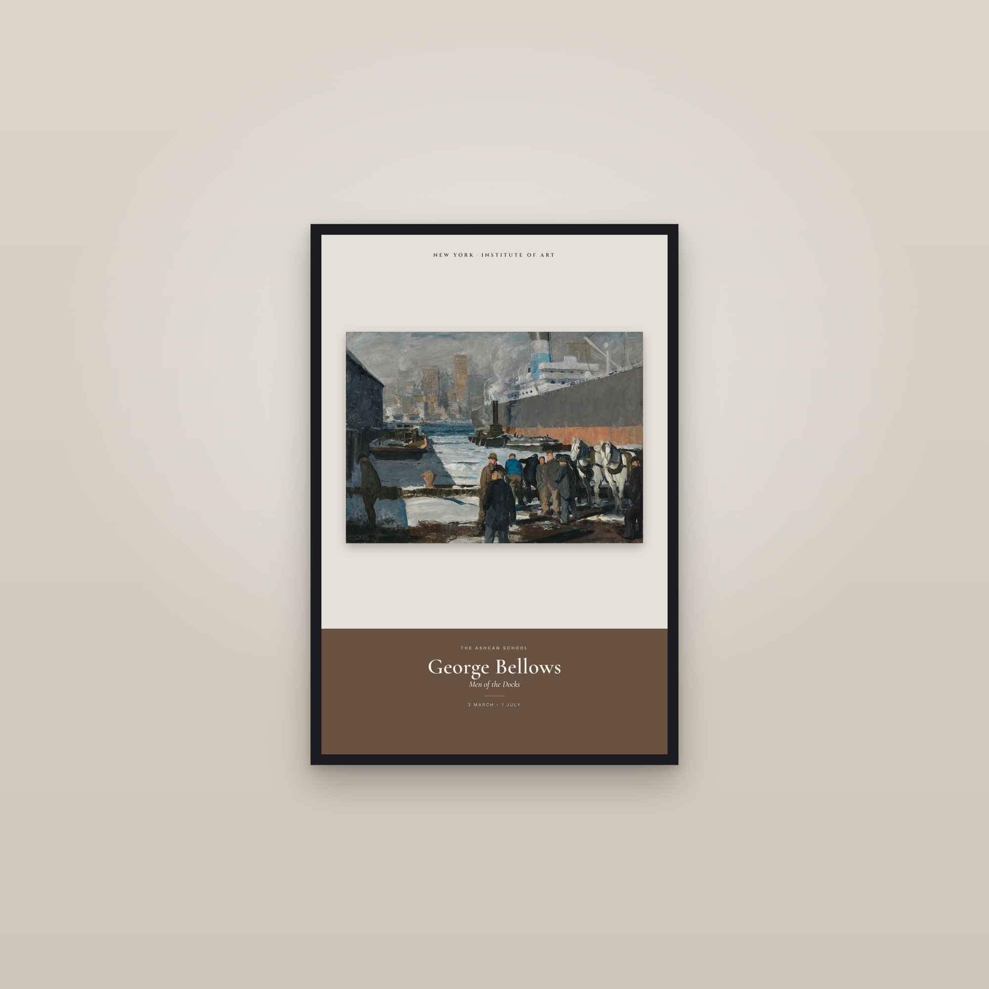 Men of the Docks — Exhibition Poster — framed in a gallery setting