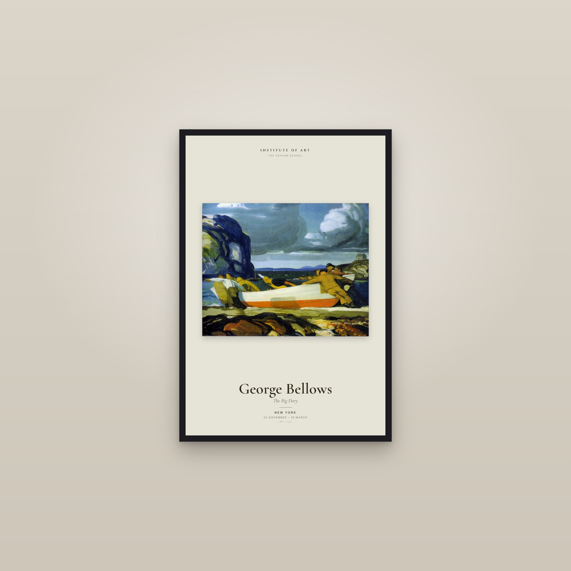 The Big Dory — Exhibition Poster — framed in a gallery setting