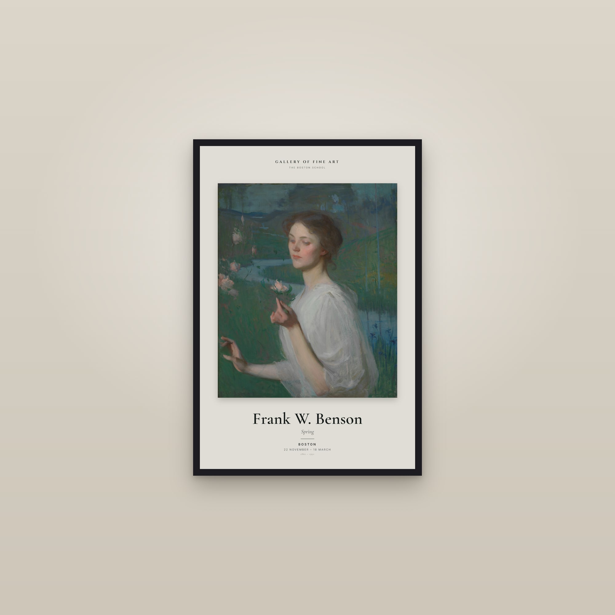 Spring (Benson) — Exhibition Poster — framed in a gallery setting