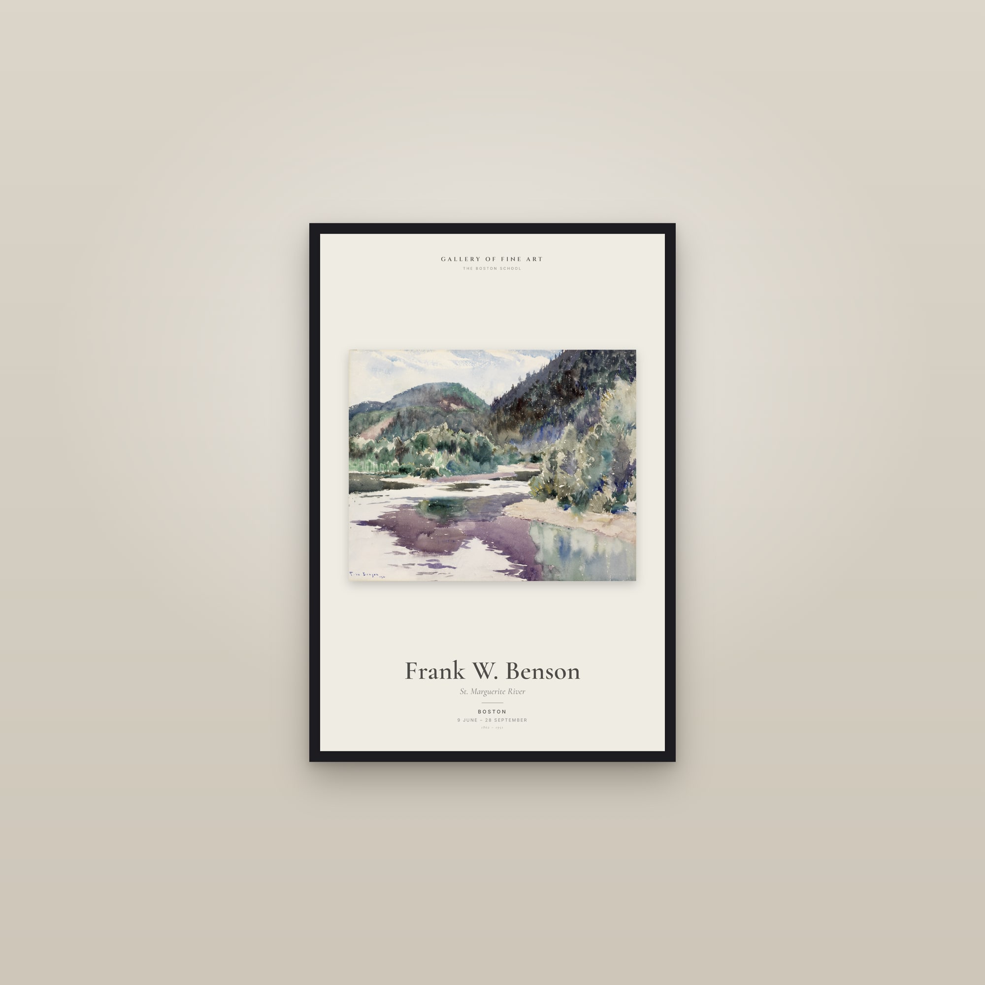 St. Marguerite River — Exhibition Poster — framed in a gallery setting