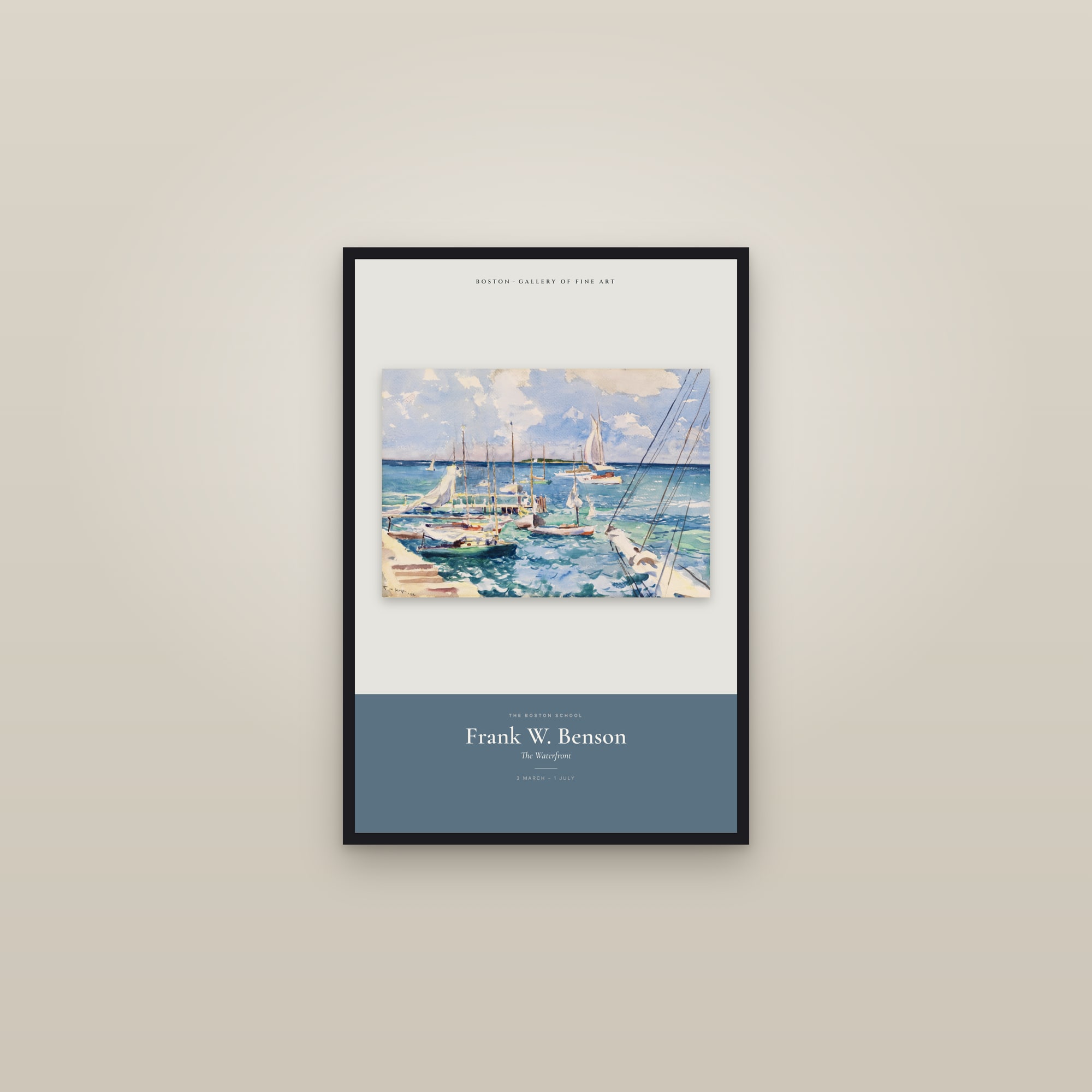 The Waterfront — Exhibition Poster — framed in a gallery setting