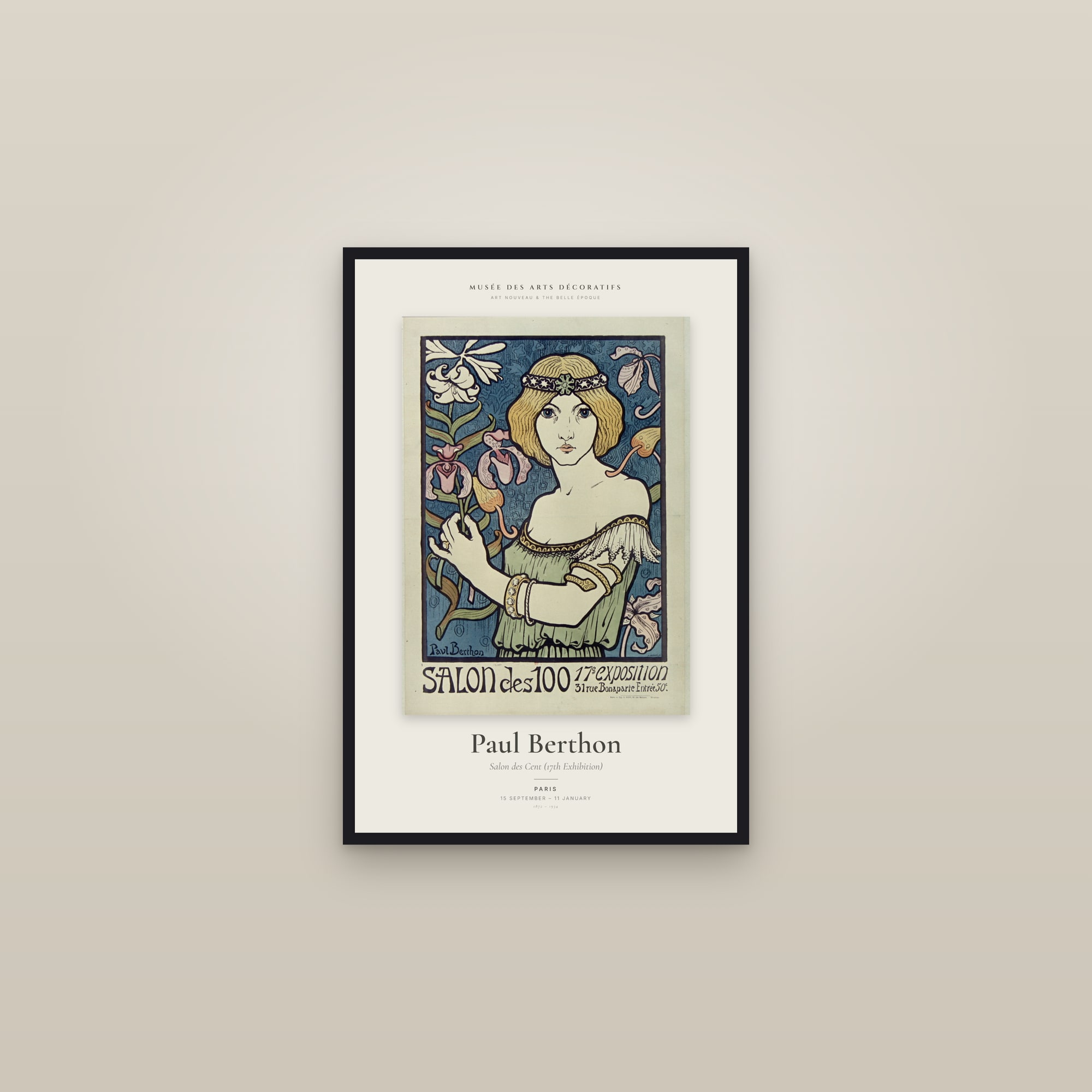 Salon des Cent (17th Exhibition) — Exhibition Poster — framed in a gallery setting