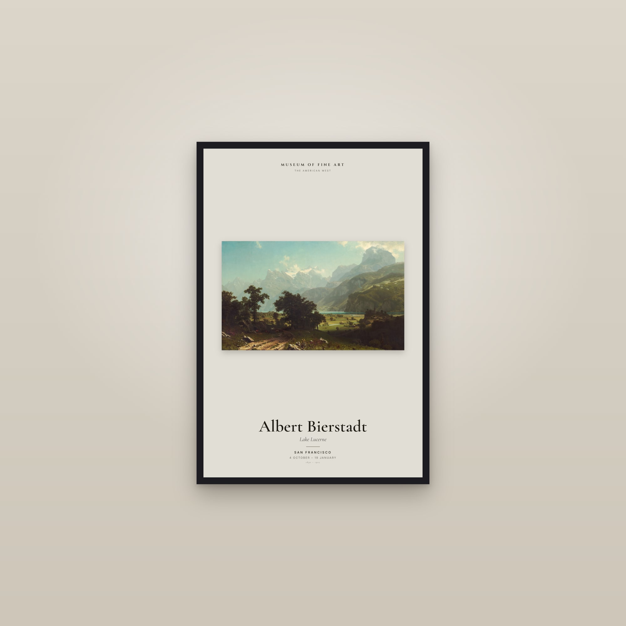 Lake Lucerne — Exhibition Poster — framed in a gallery setting