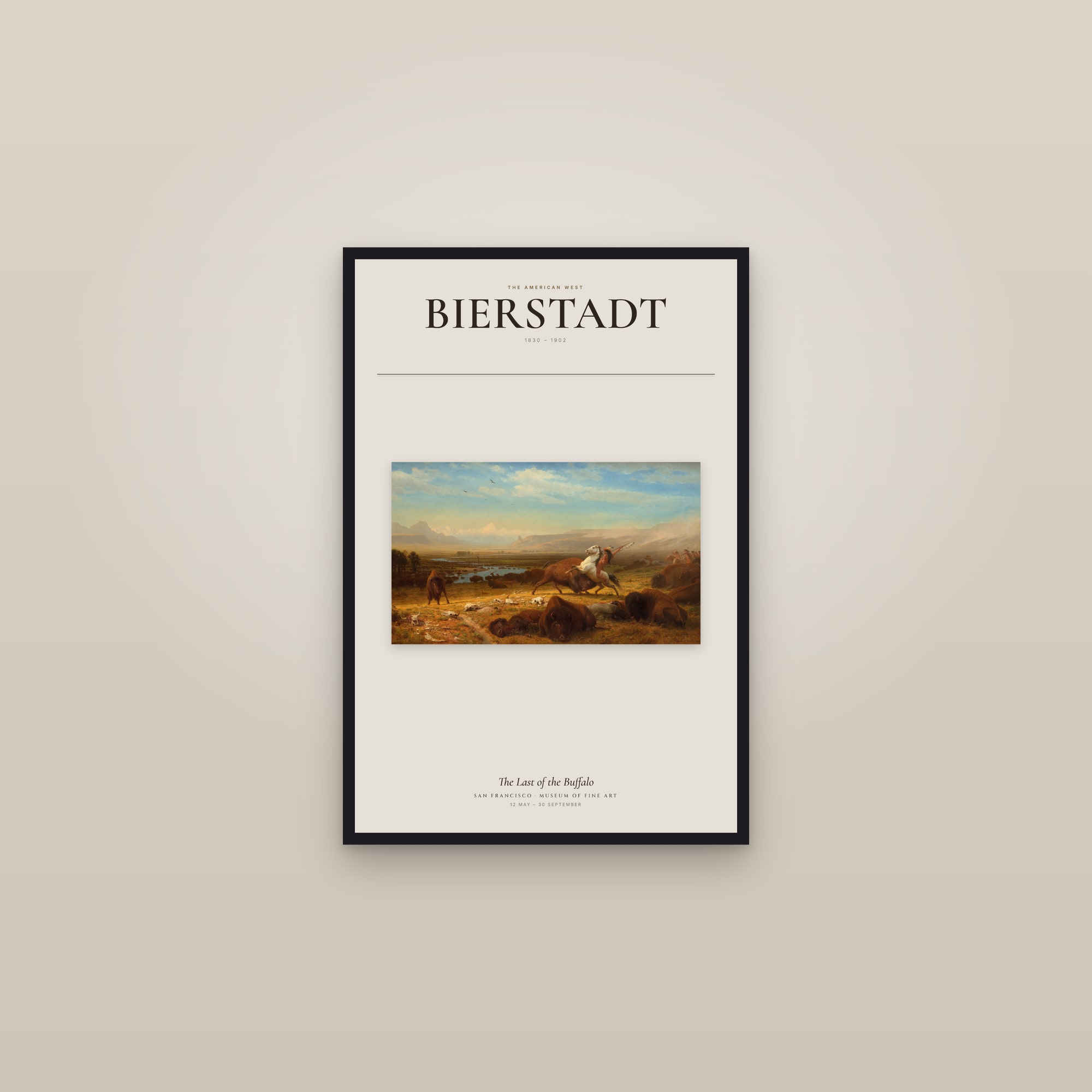 The Last of the Buffalo — Exhibition Poster — framed in a gallery setting